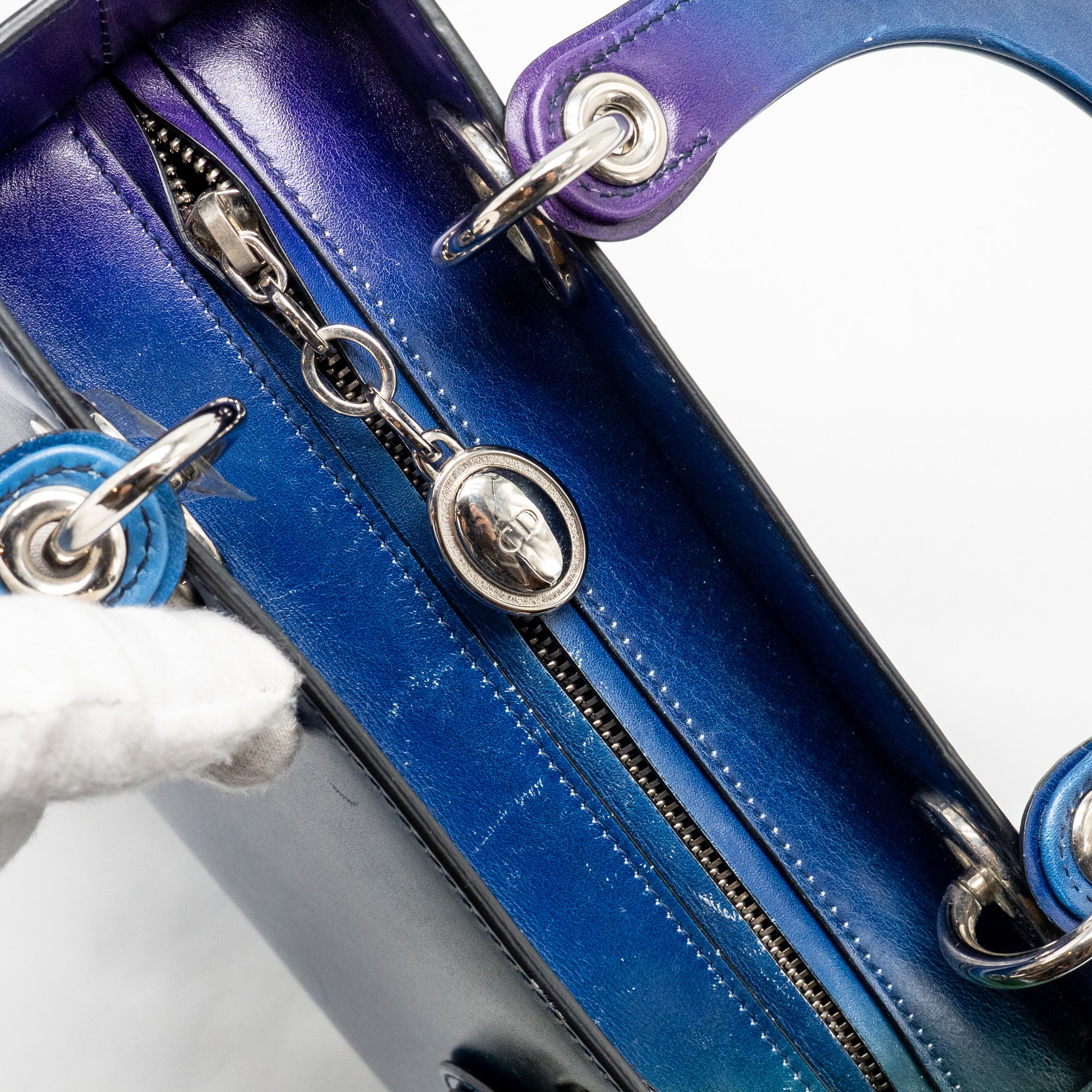 Dior Medium Lady Dior Box Calfskin Gradient Blue/Purple/Green SHW - Image 17