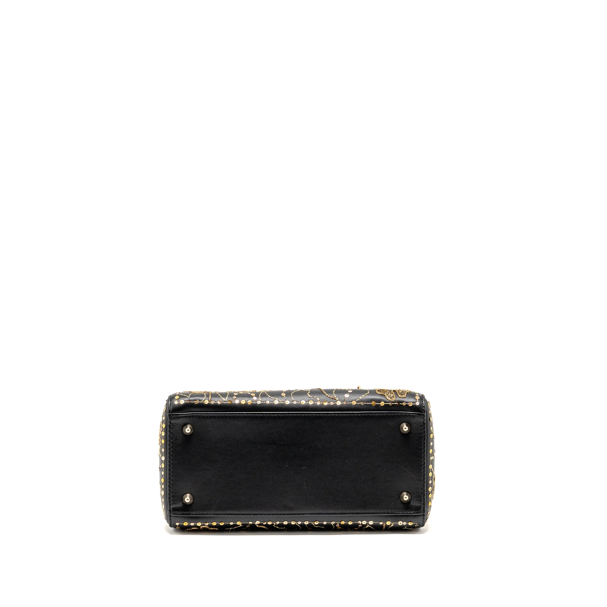 Dior Medium Lady Dior Embroidered Floral Limited Edition Leather Black/Gold GHW - Image 5