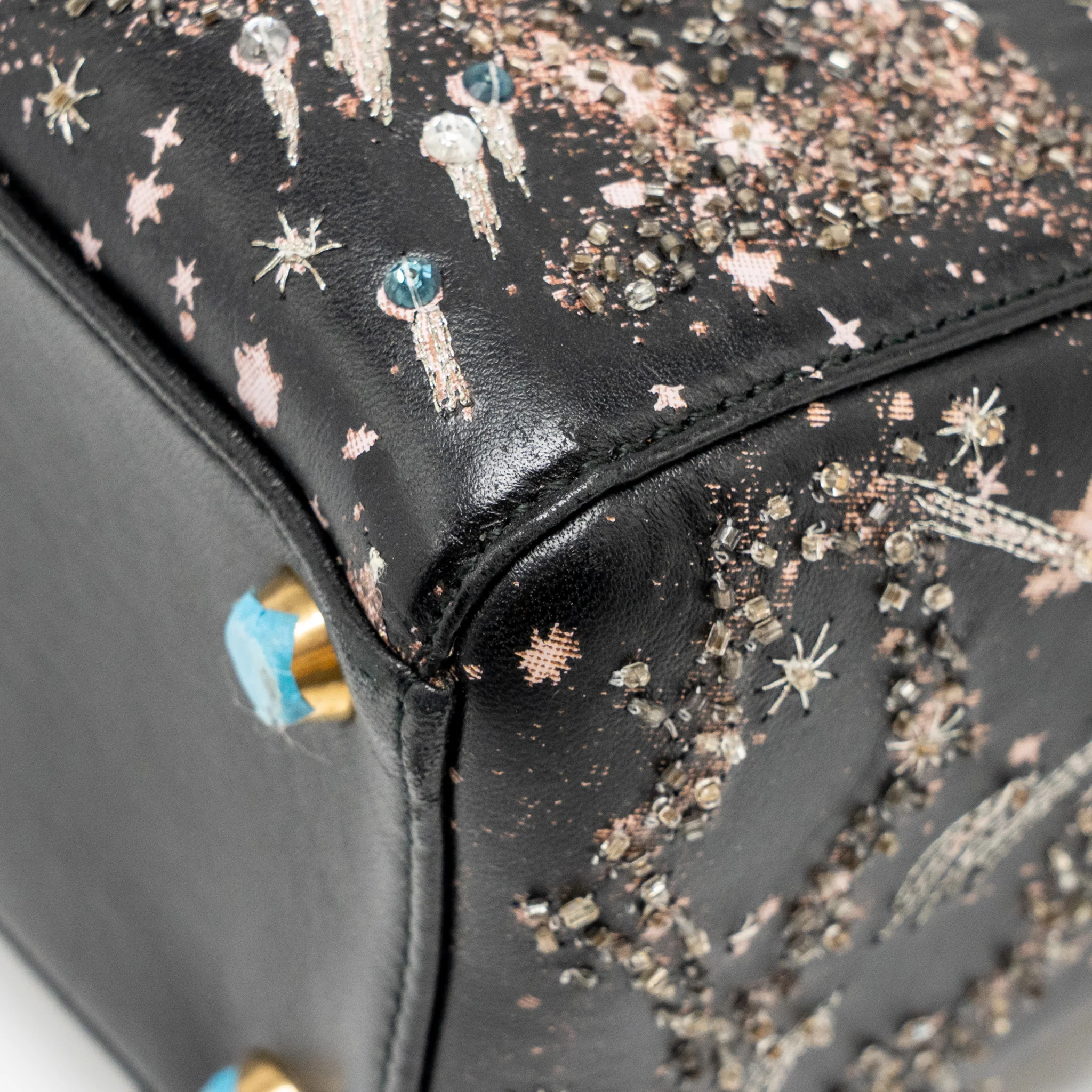 Dior Medium Lady Dior I Feel Blue Limited Edition Embellished Lambskin Multicolour GHW - Image 9