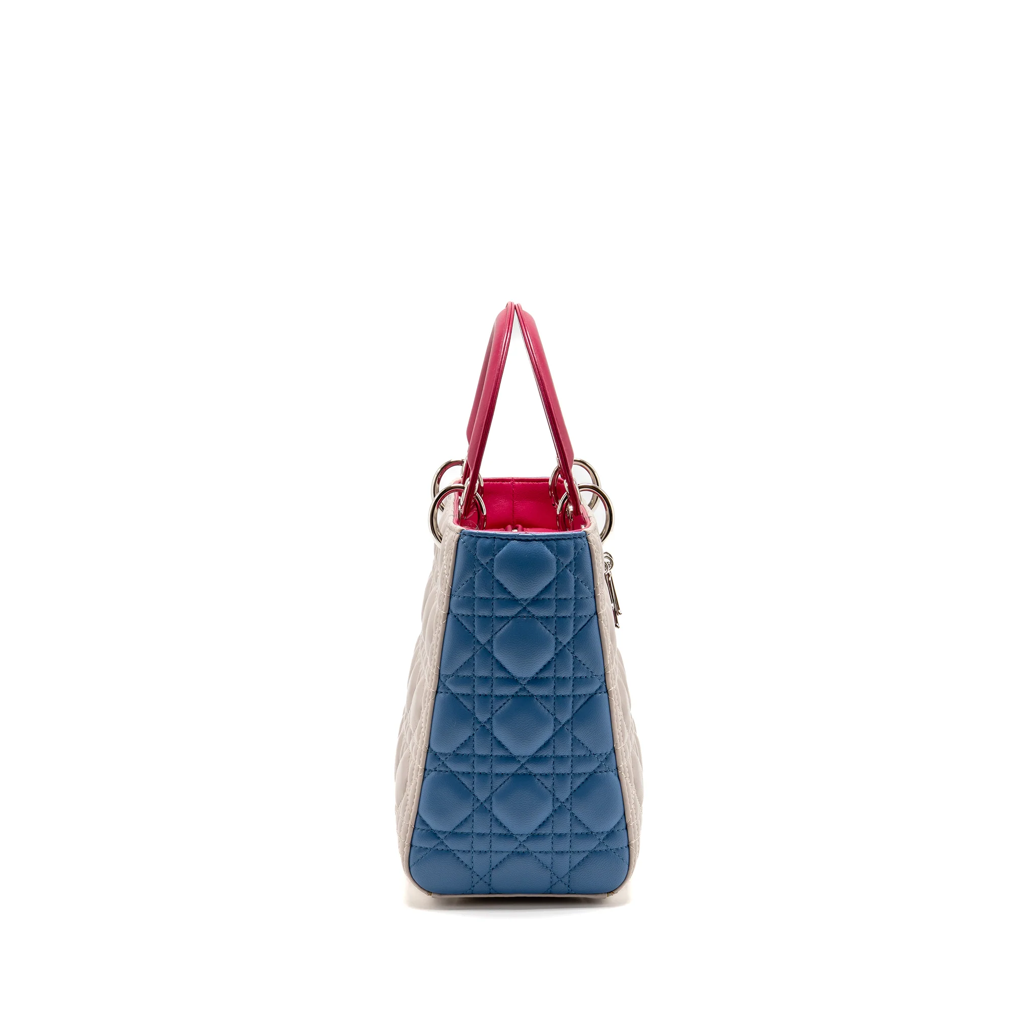 Dior Medium Lady Dior Lambskin Light Grey / Multicolour SHW - Image 3