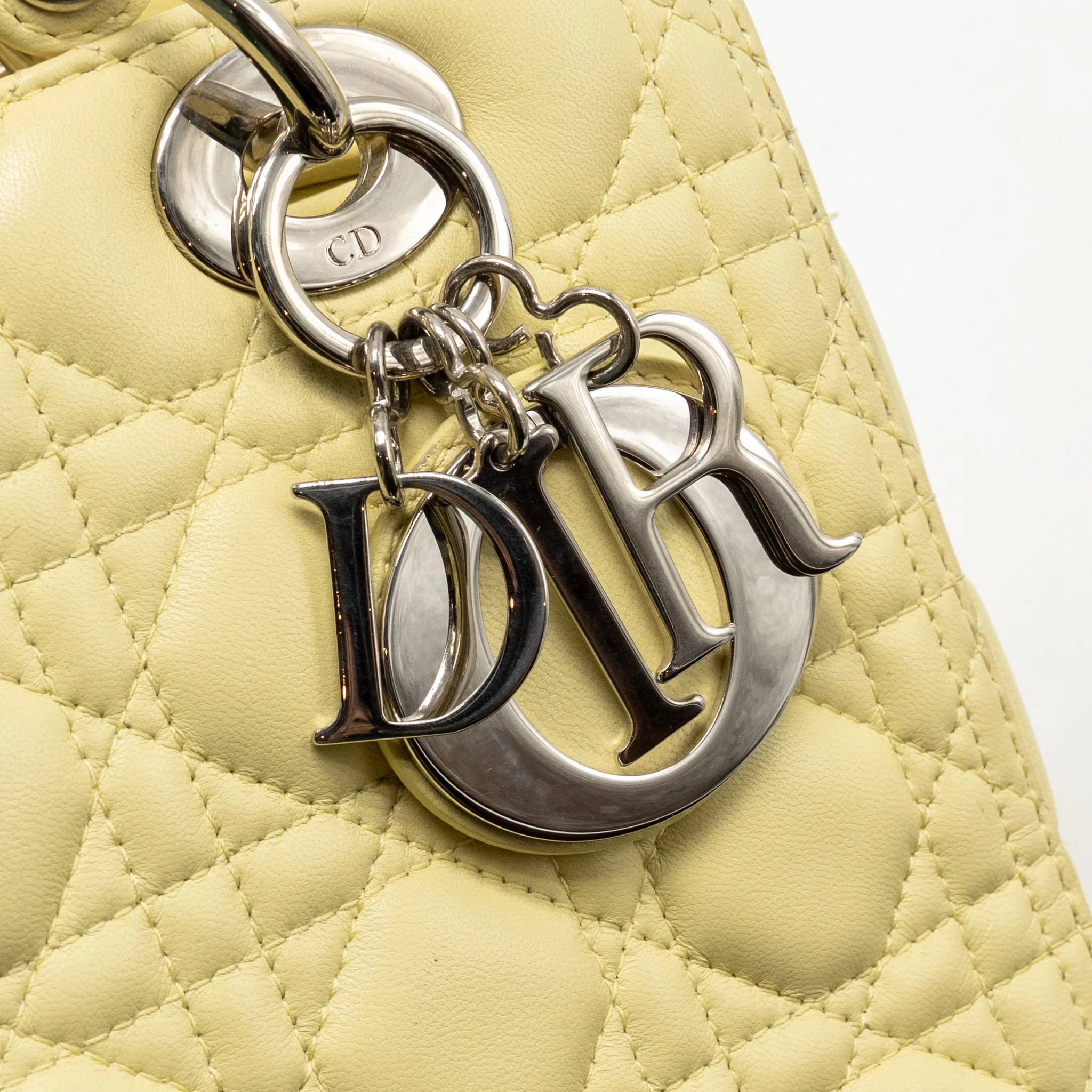 Dior Medium Lady Dior Lambskin Light Yellow SHW - Image 15