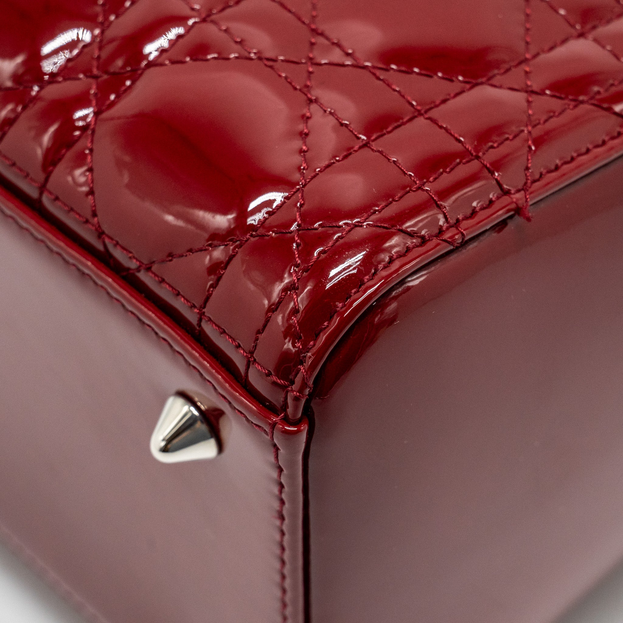Dior Medium LadyDior Patent Dark Red SHW - Image 10