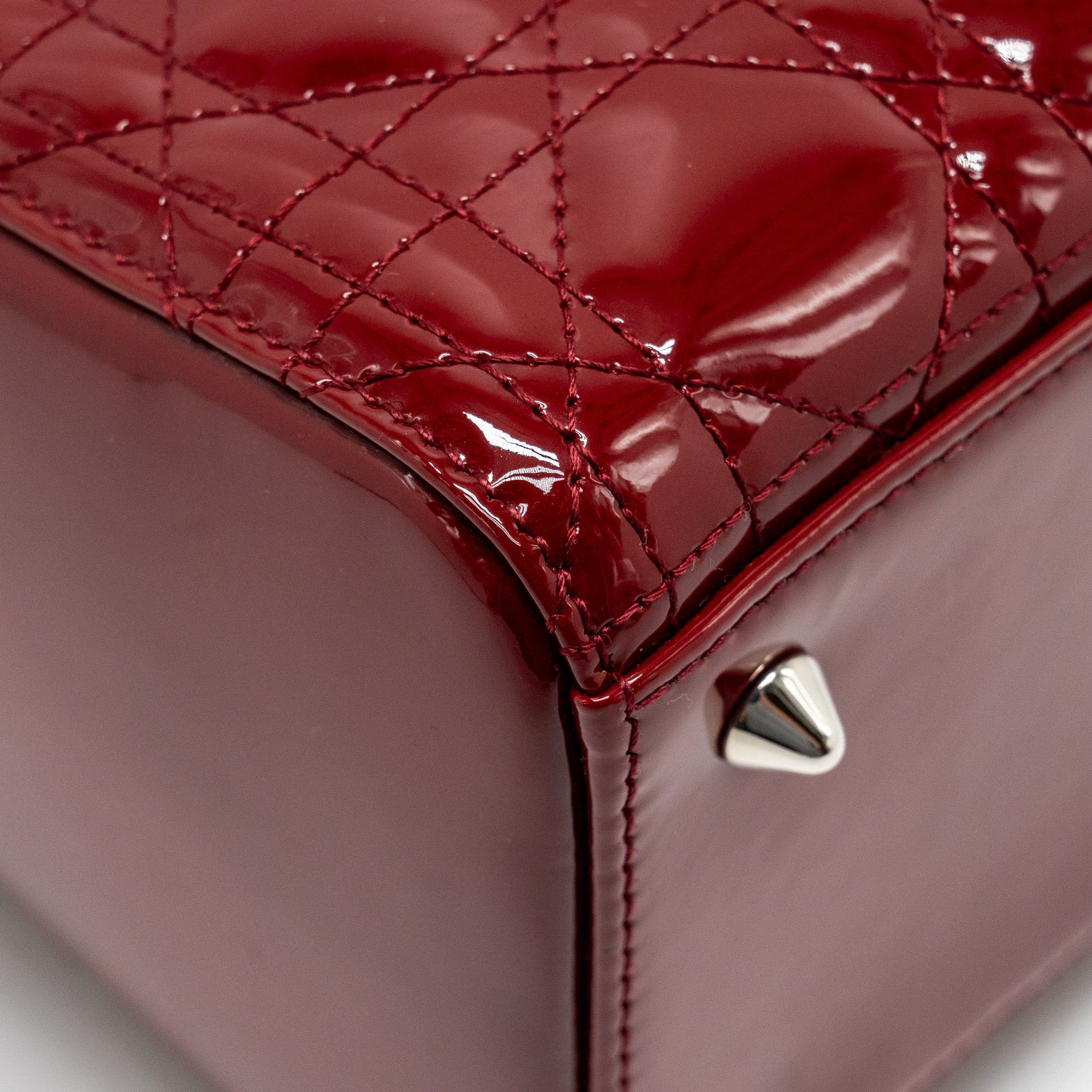 Dior Medium LadyDior Patent Dark Red SHW - Image 11