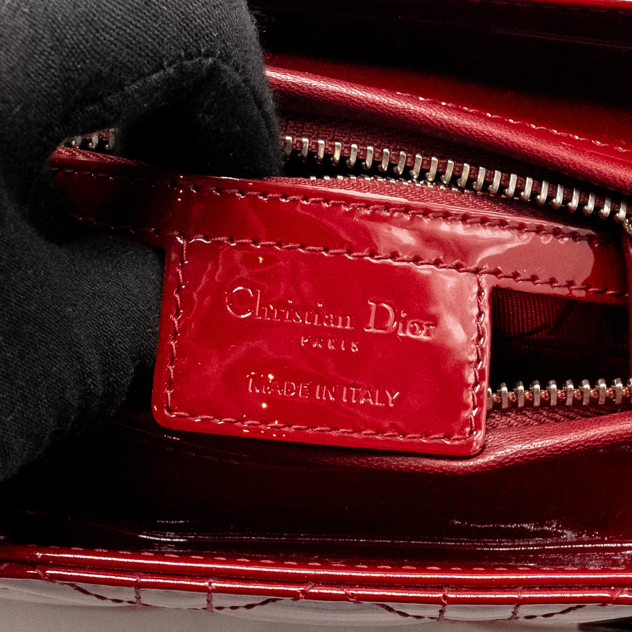 Dior Medium LadyDior Patent Dark Red SHW - Image 15