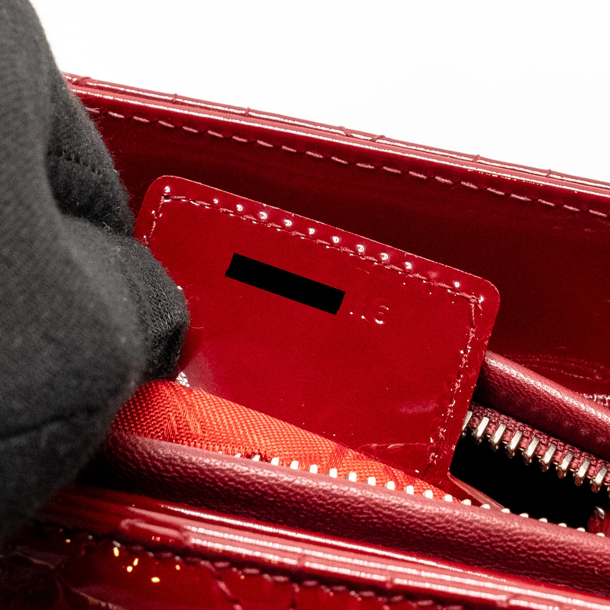 Dior Medium LadyDior Patent Dark Red SHW - Image 16