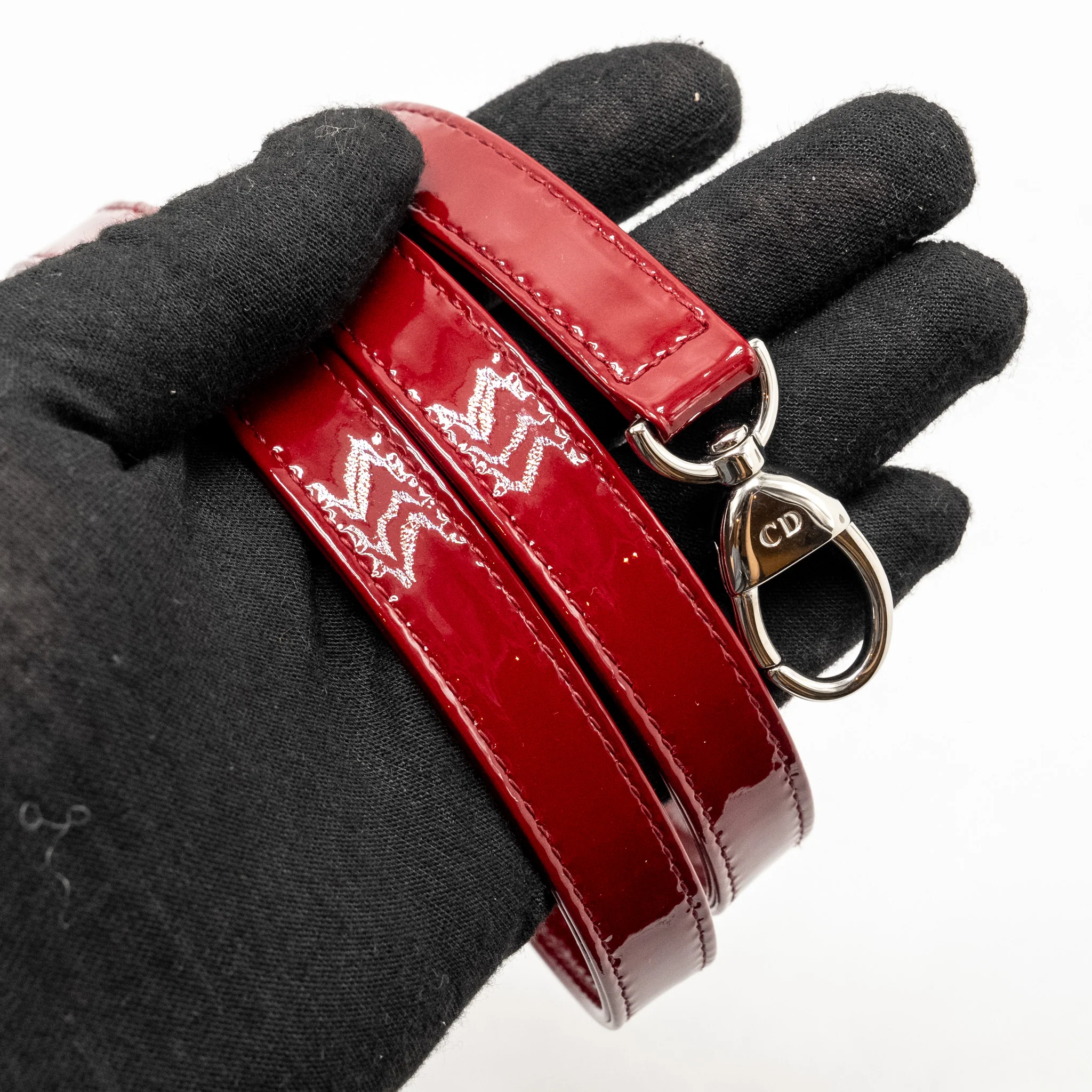Dior Medium LadyDior Patent Dark Red SHW - Image 18