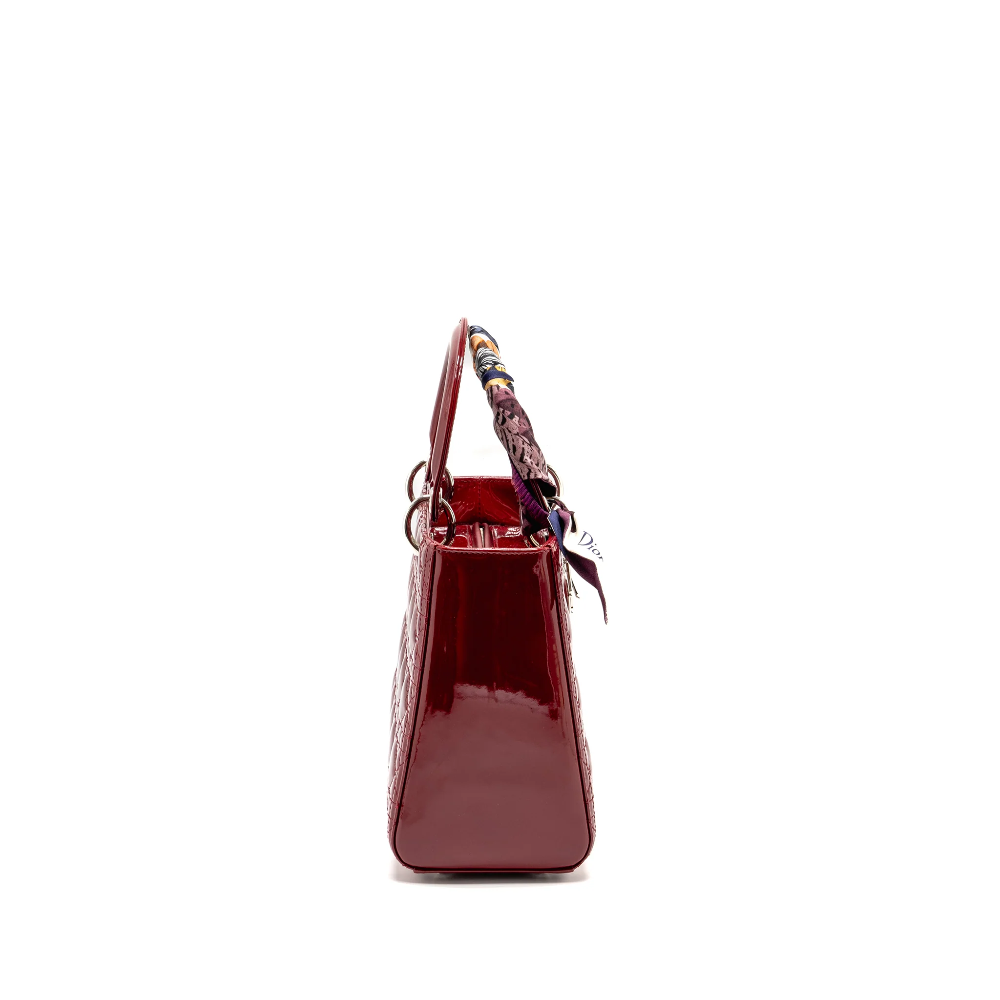 Dior Medium LadyDior Patent Dark Red SHW - Image 3