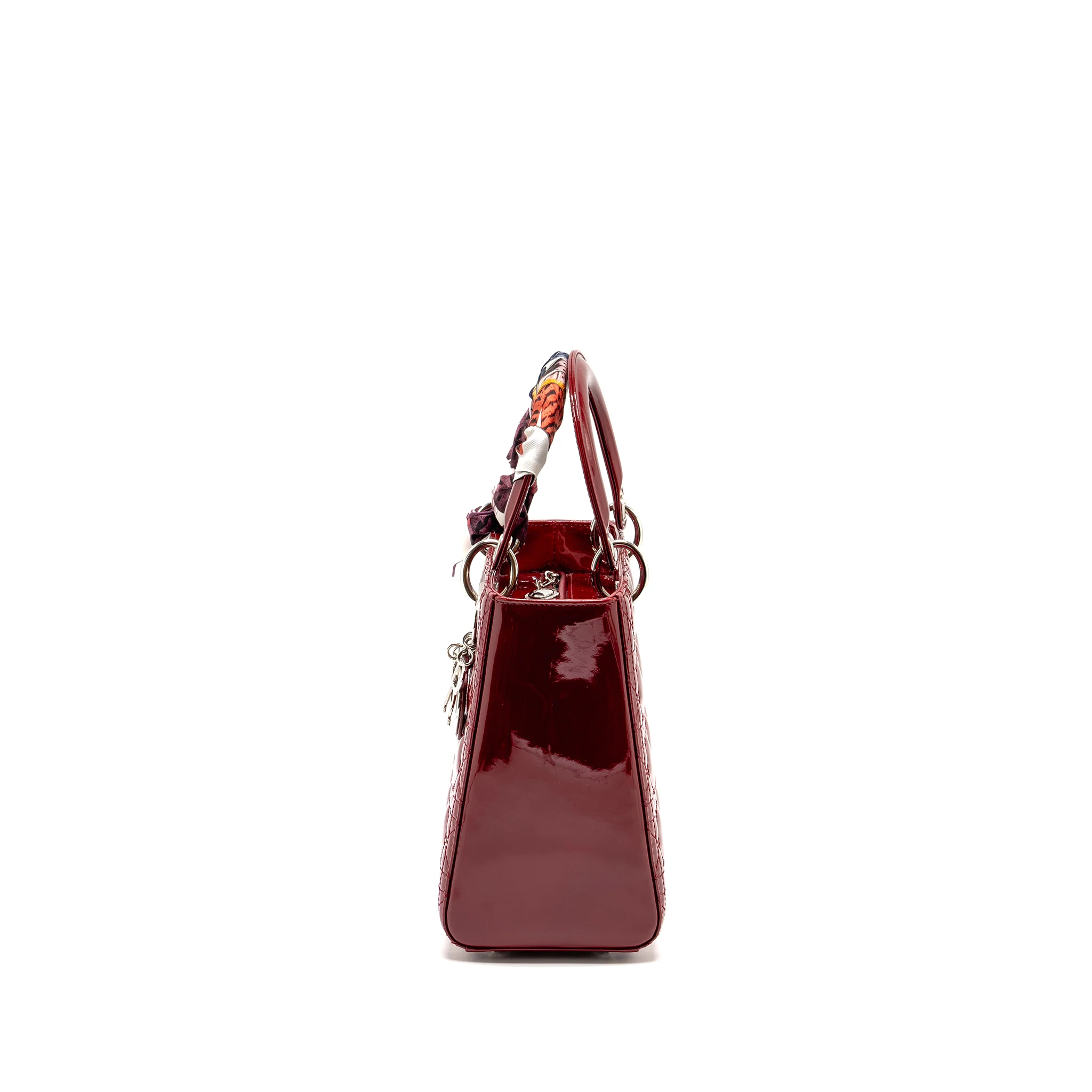 Dior Medium LadyDior Patent Dark Red SHW - Image 4