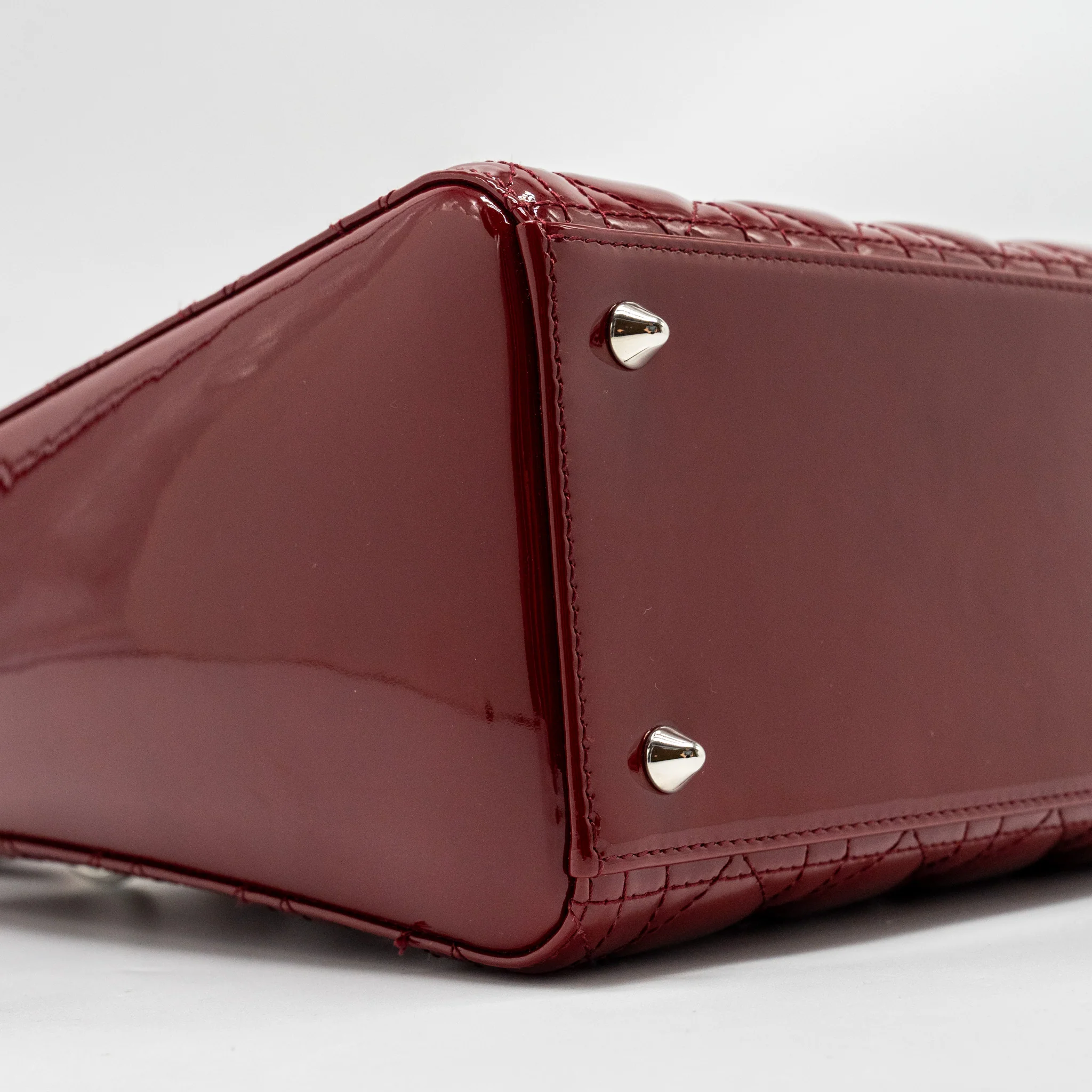 Dior Medium LadyDior Patent Dark Red SHW - Image 6