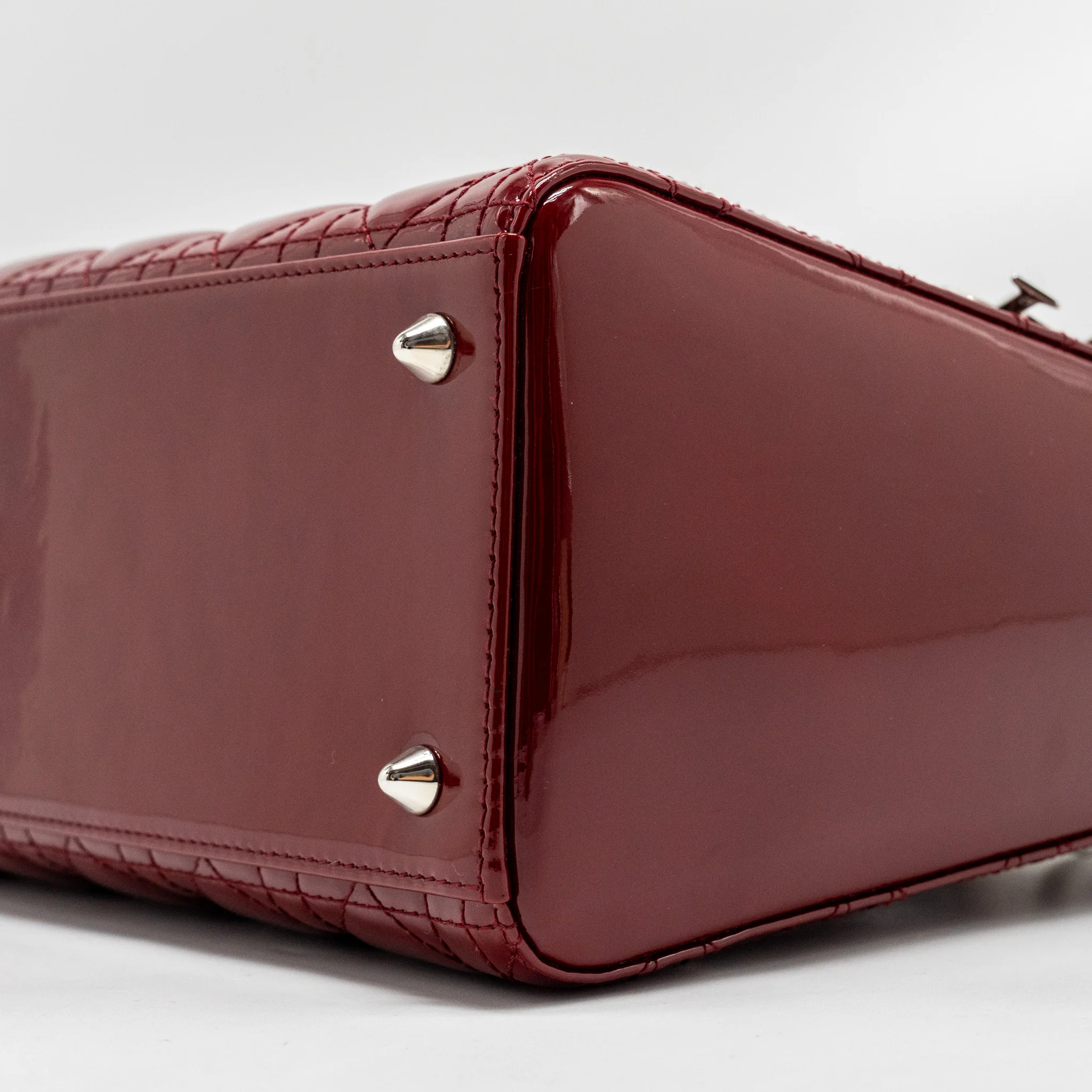 Dior Medium LadyDior Patent Dark Red SHW - Image 7