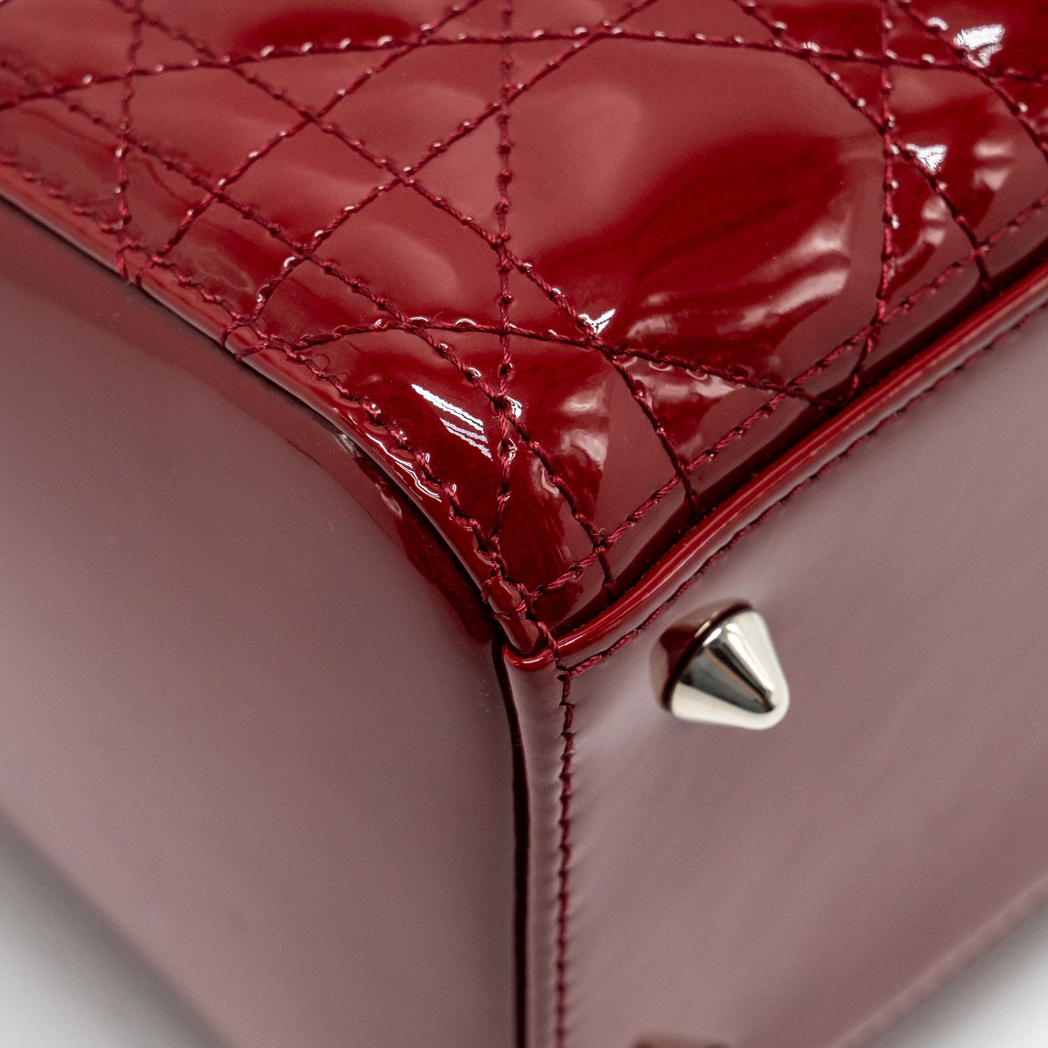 Dior Medium LadyDior Patent Dark Red SHW - Image 8
