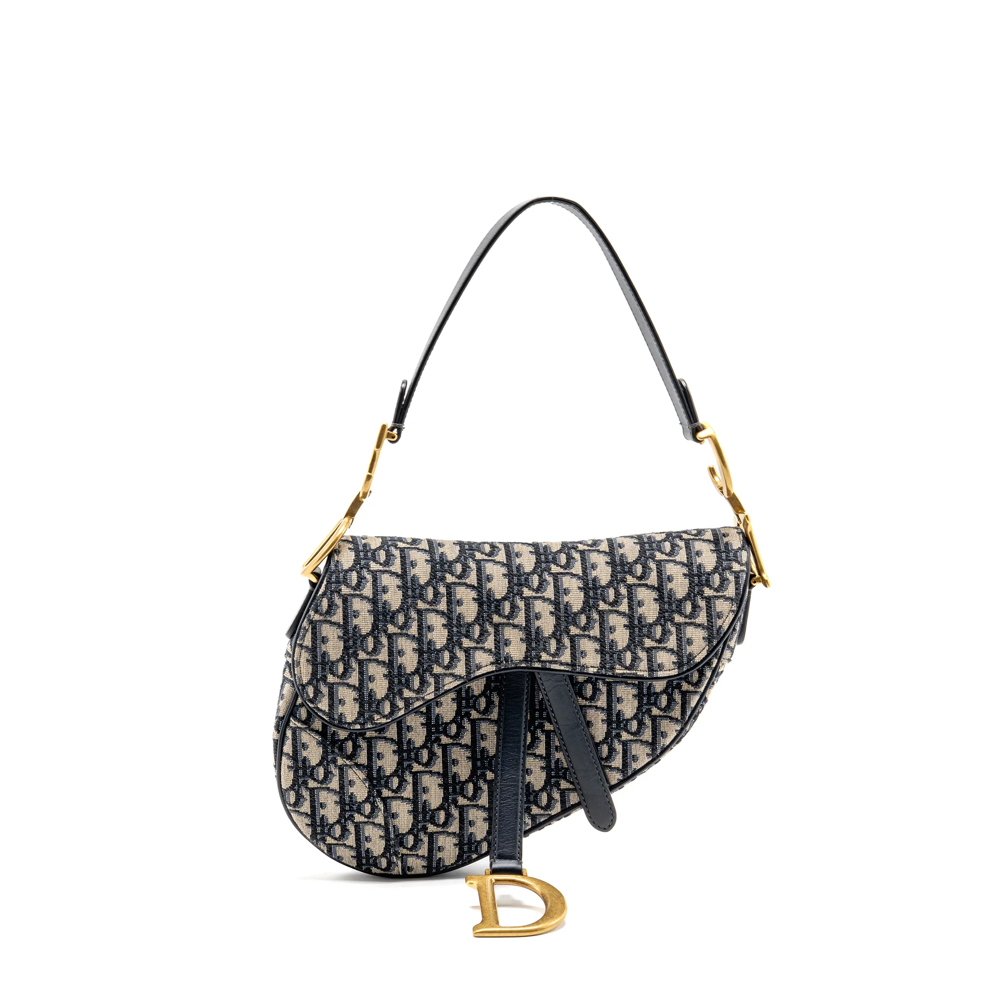 Dior Medium Saddle Bag Blue Oblique Canvas/Calfskin GHW