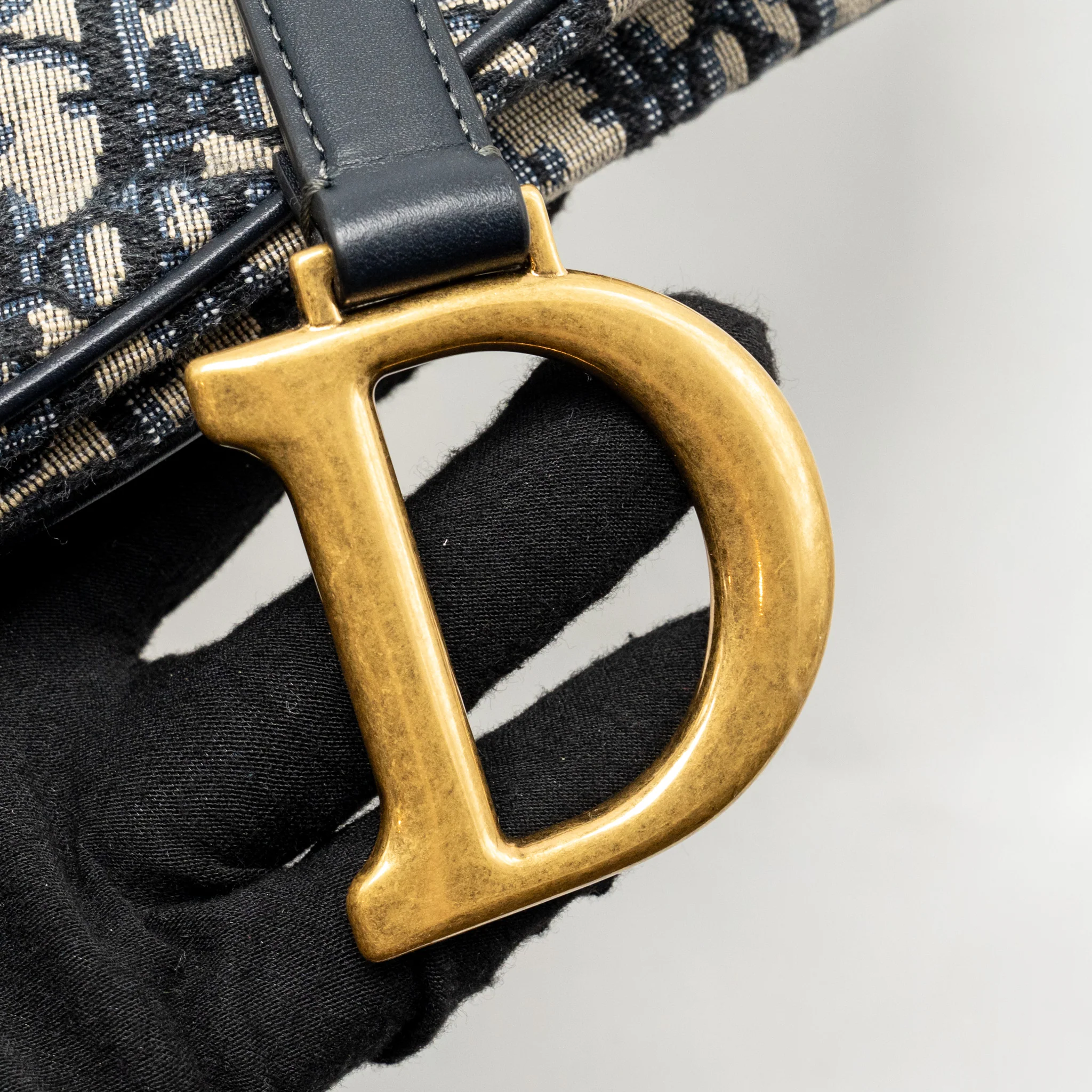 Dior Medium Saddle Bag Blue Oblique Canvas/Calfskin GHW - Image 10