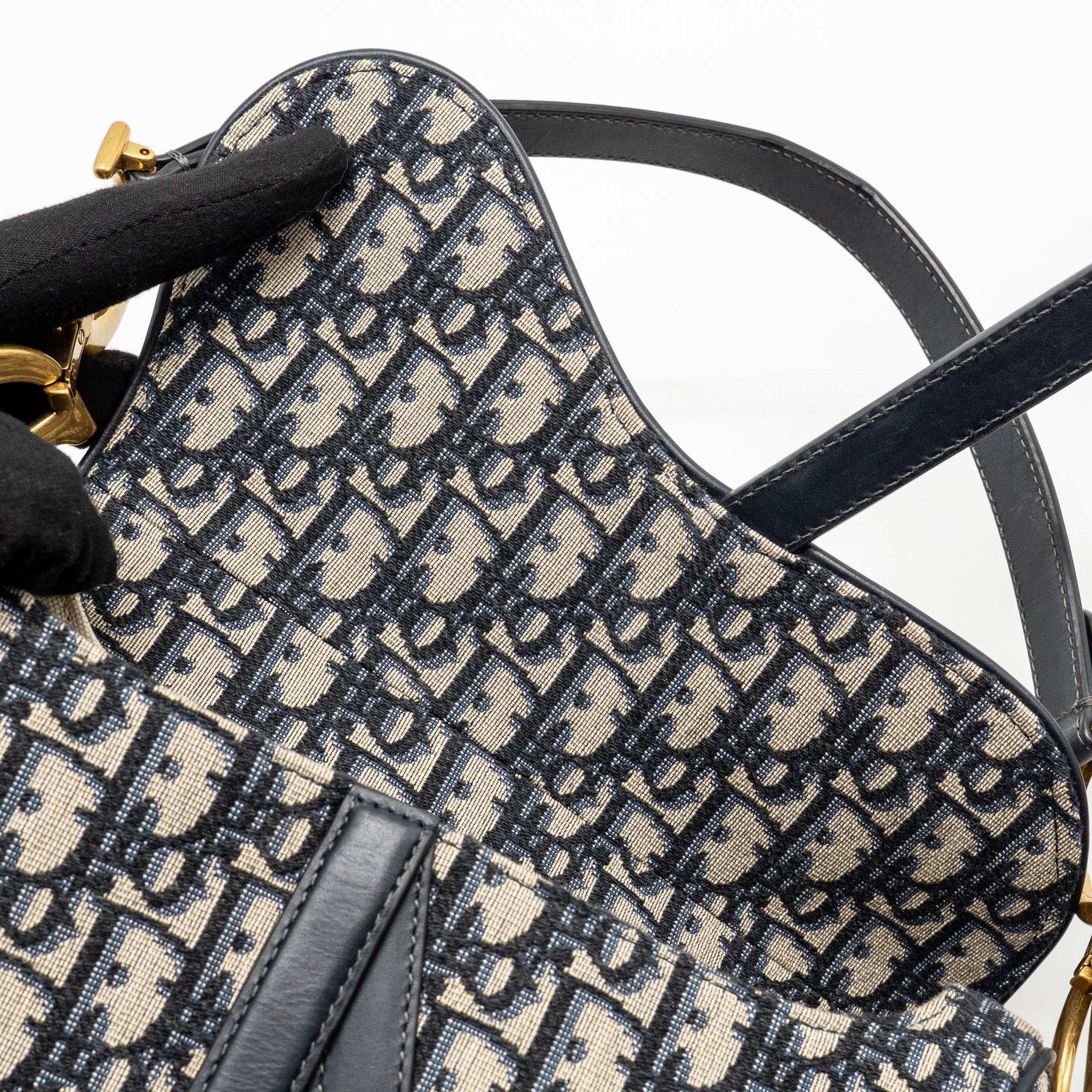 Dior Medium Saddle Bag Blue Oblique Canvas/Calfskin GHW - Image 11