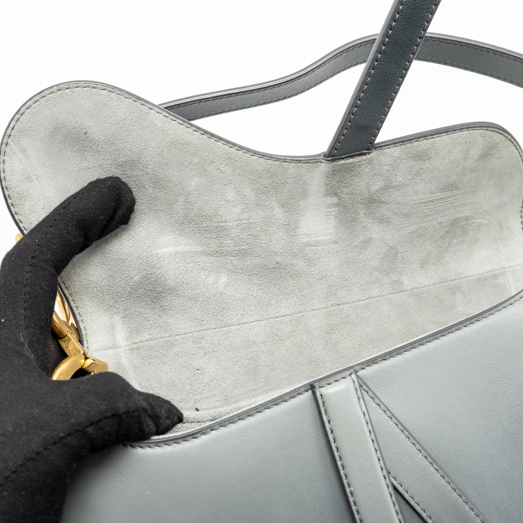Dior medium saddle bag calfskin Mist Blue Gradient GHW - Image 11