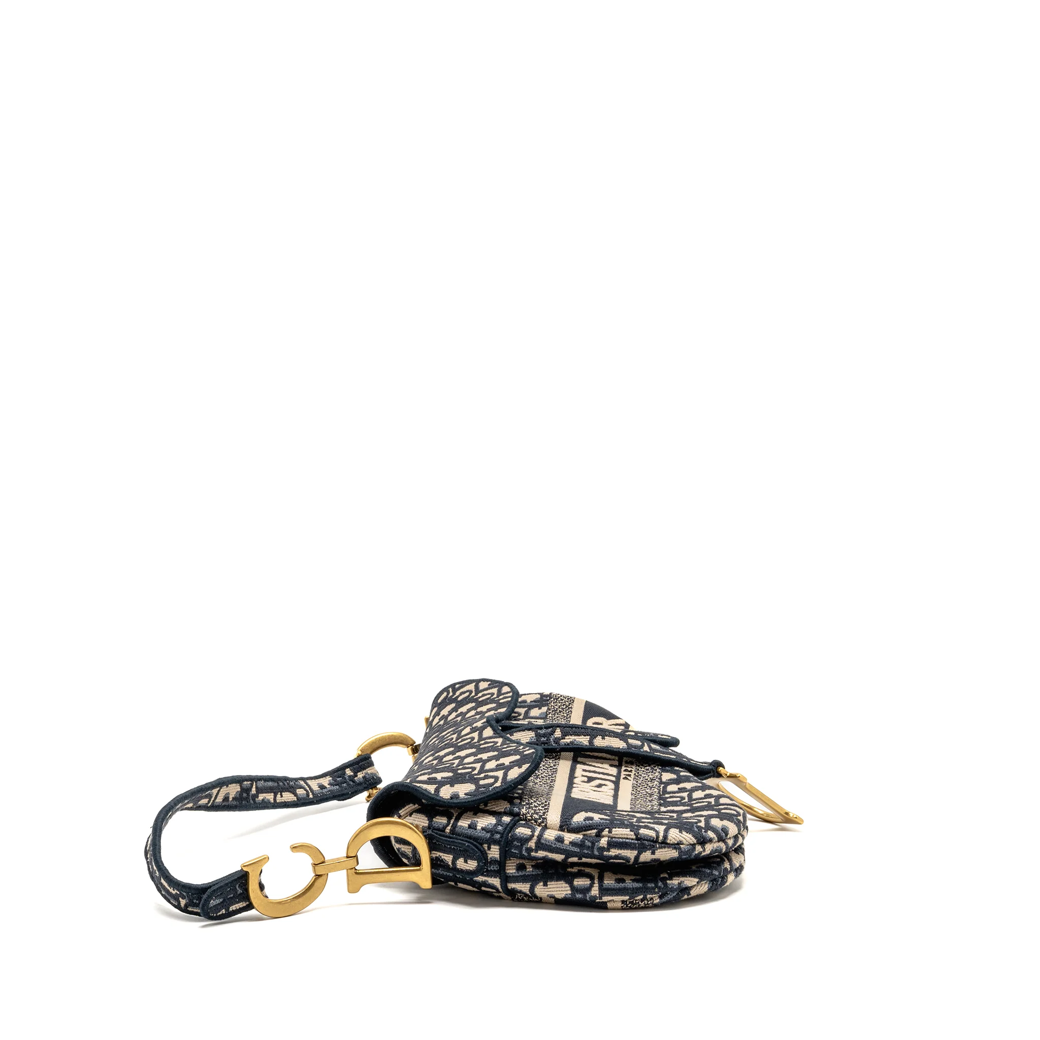 Dior Medium Saddle Bag Oblique Embroidery Canvas Blue GHW - Image 3