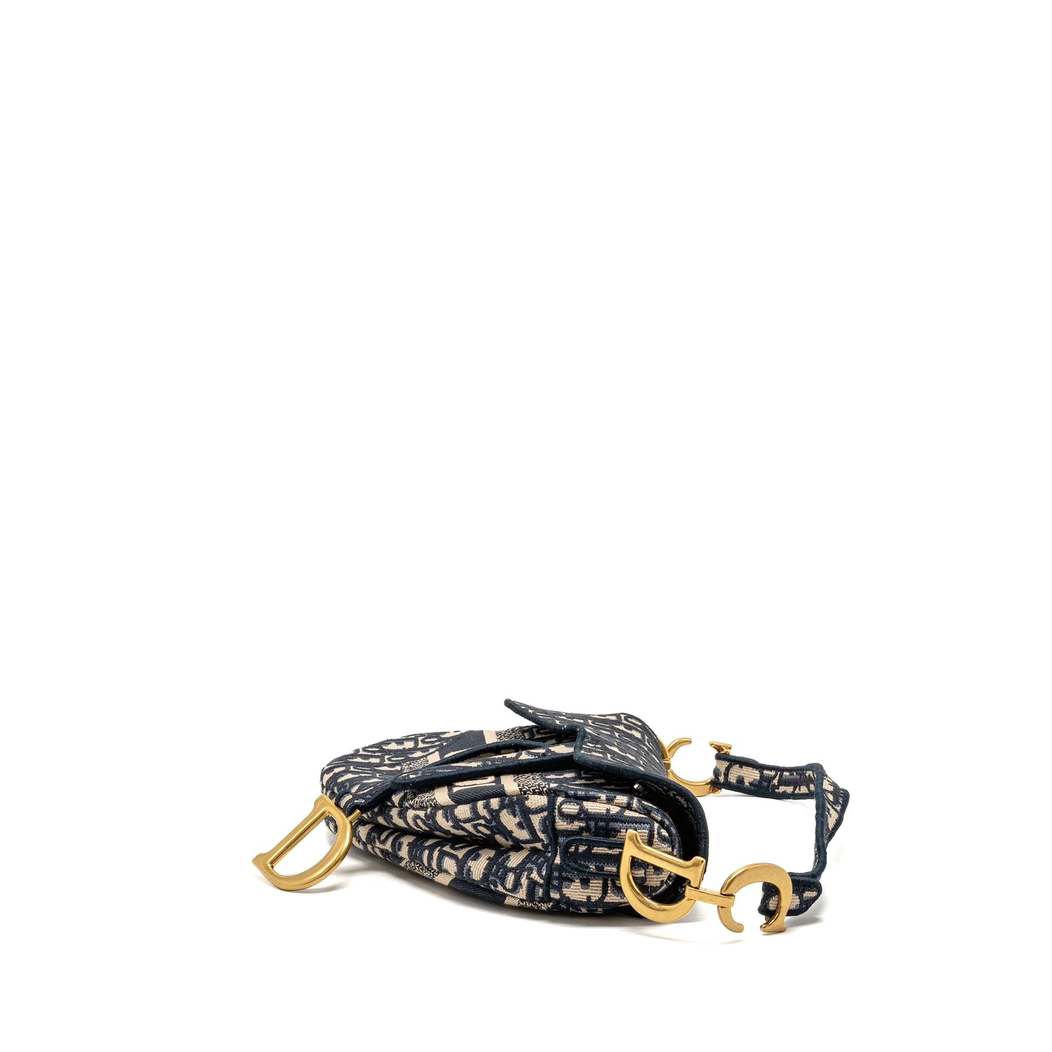 Dior Medium Saddle Bag Oblique Embroidery Canvas Blue GHW - Image 4