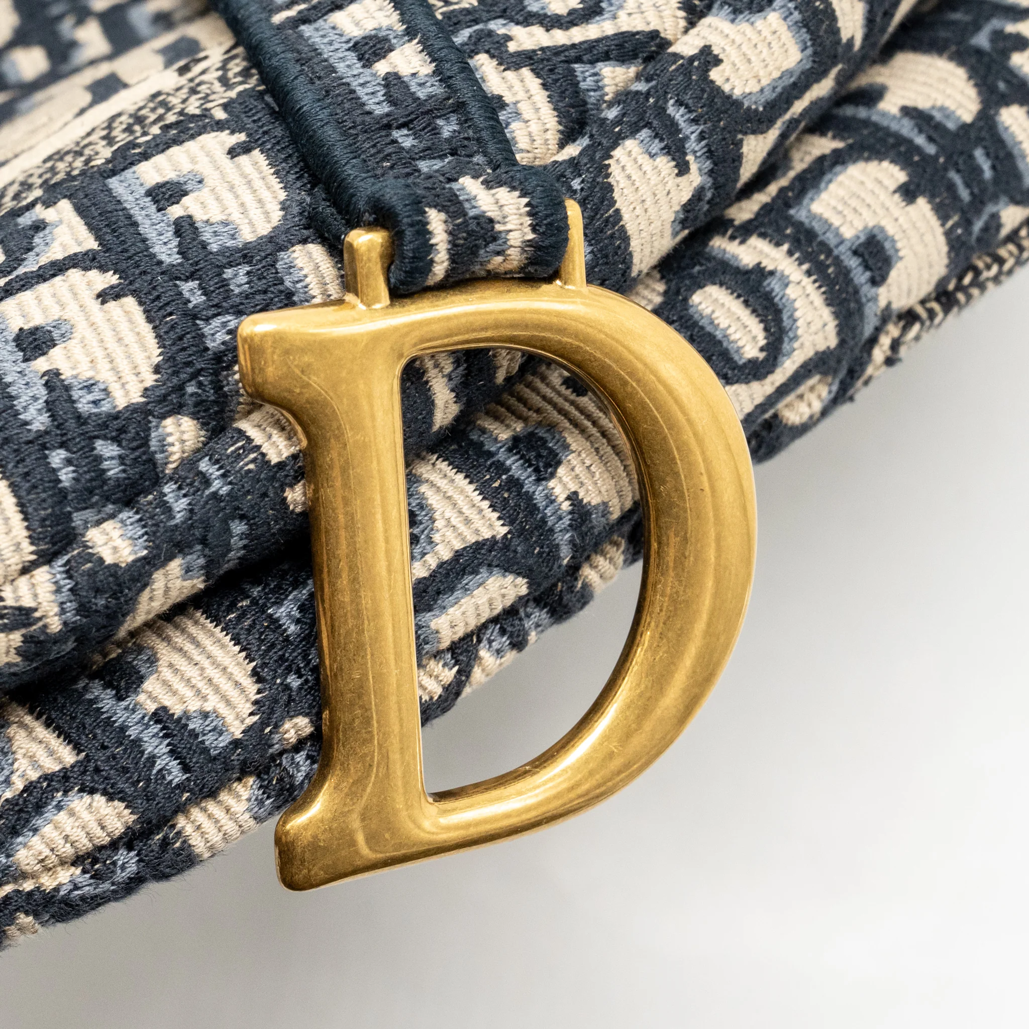 Dior medium saddle bag oblique embroidery canvas blue GHW - Image 10