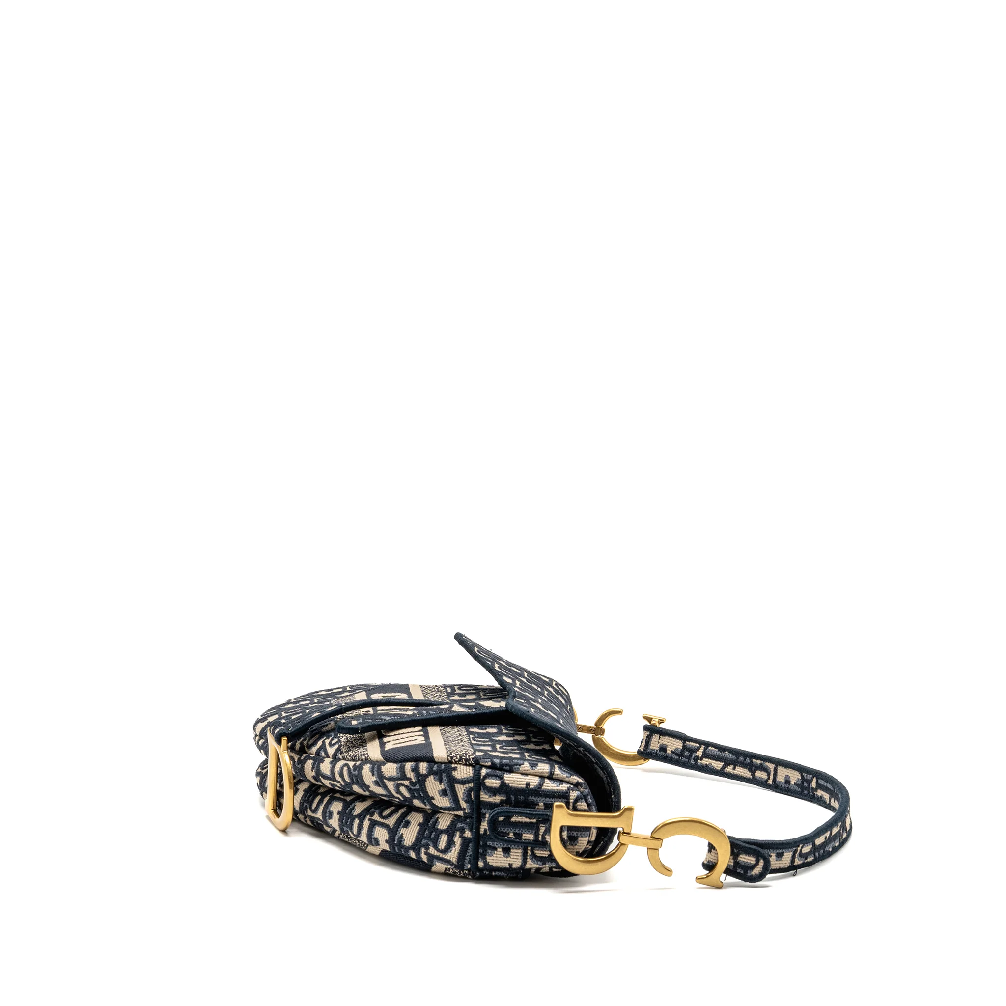 Dior medium saddle bag oblique embroidery canvas blue GHW - Image 4