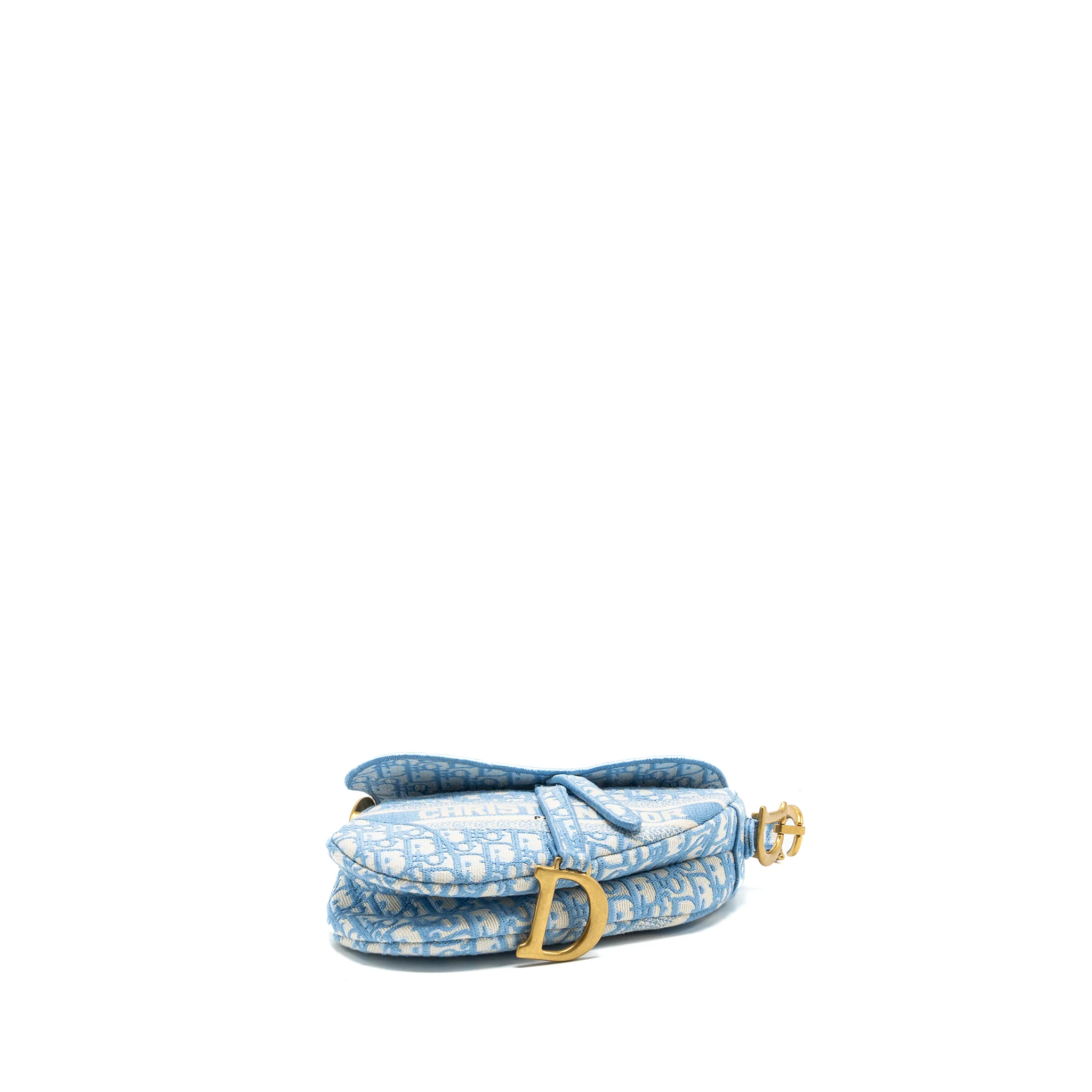 DIOR medium Saddle Bag Oblique Embroidery Light Blue GHW - Image 5