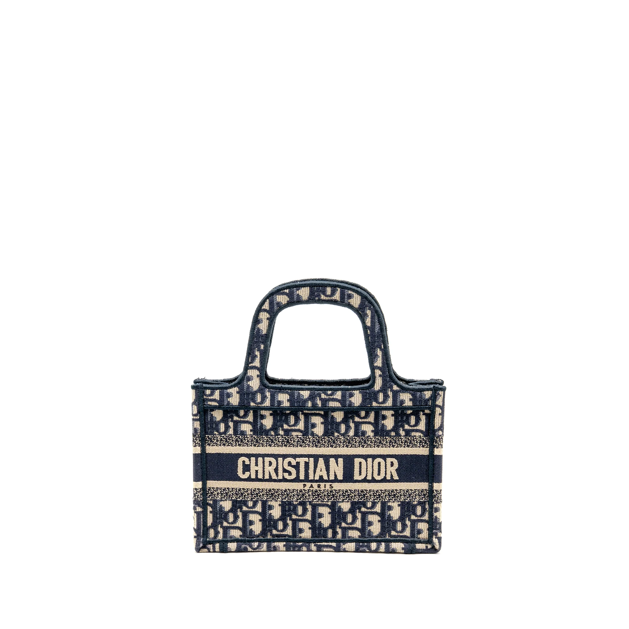 Dior Mini Book Tote Oblique Embroidery Blue