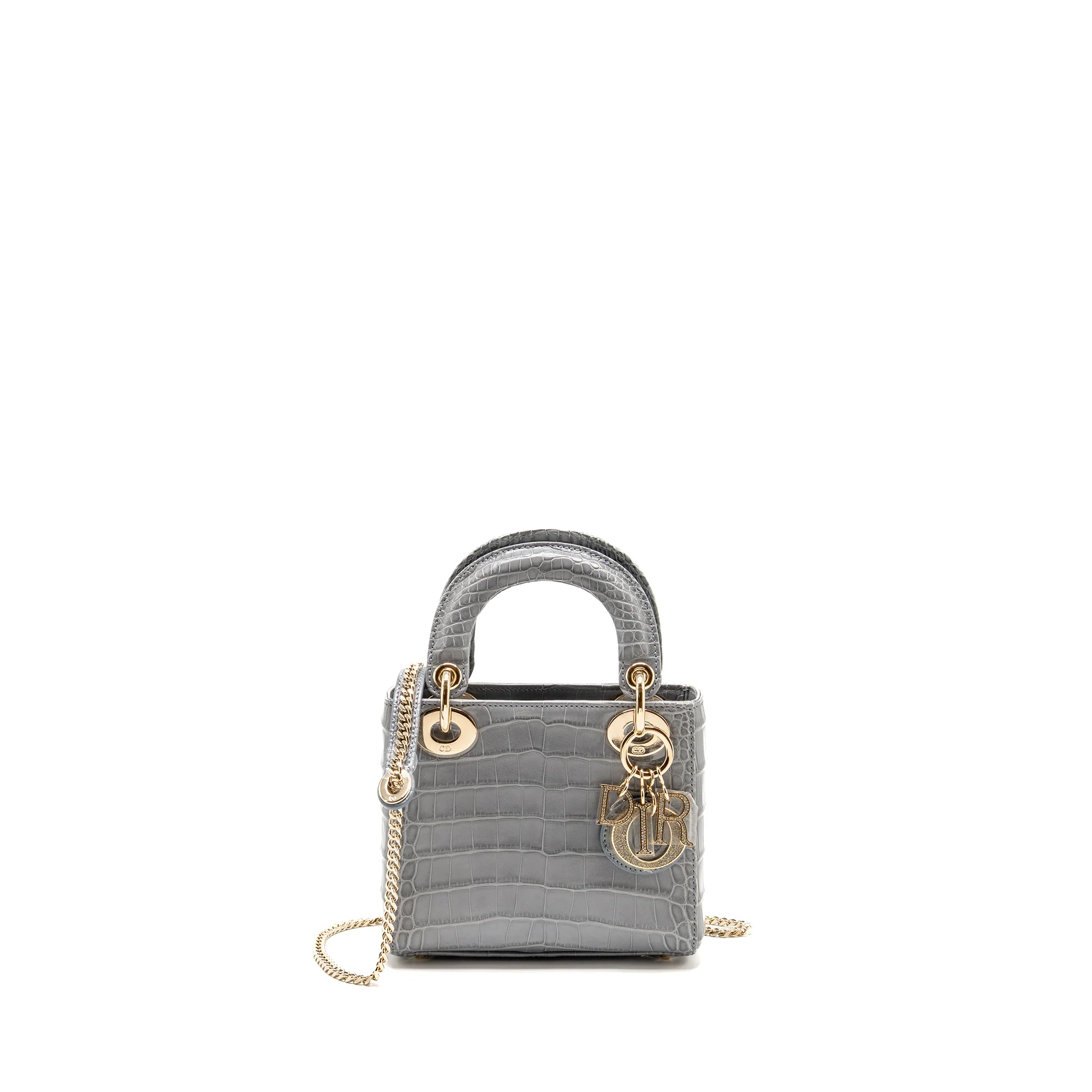Dior Mini Lady Dior Alligator mississippiensis grey LGHW
