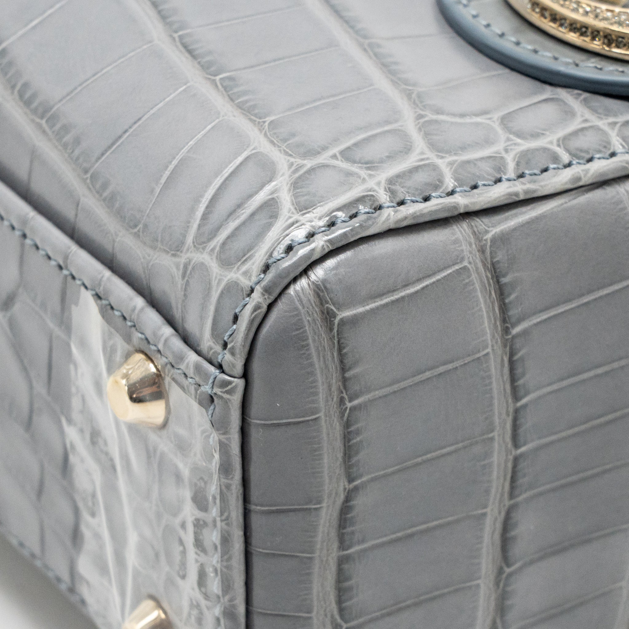 Dior Mini Lady Dior Alligator mississippiensis grey LGHW - Image 10