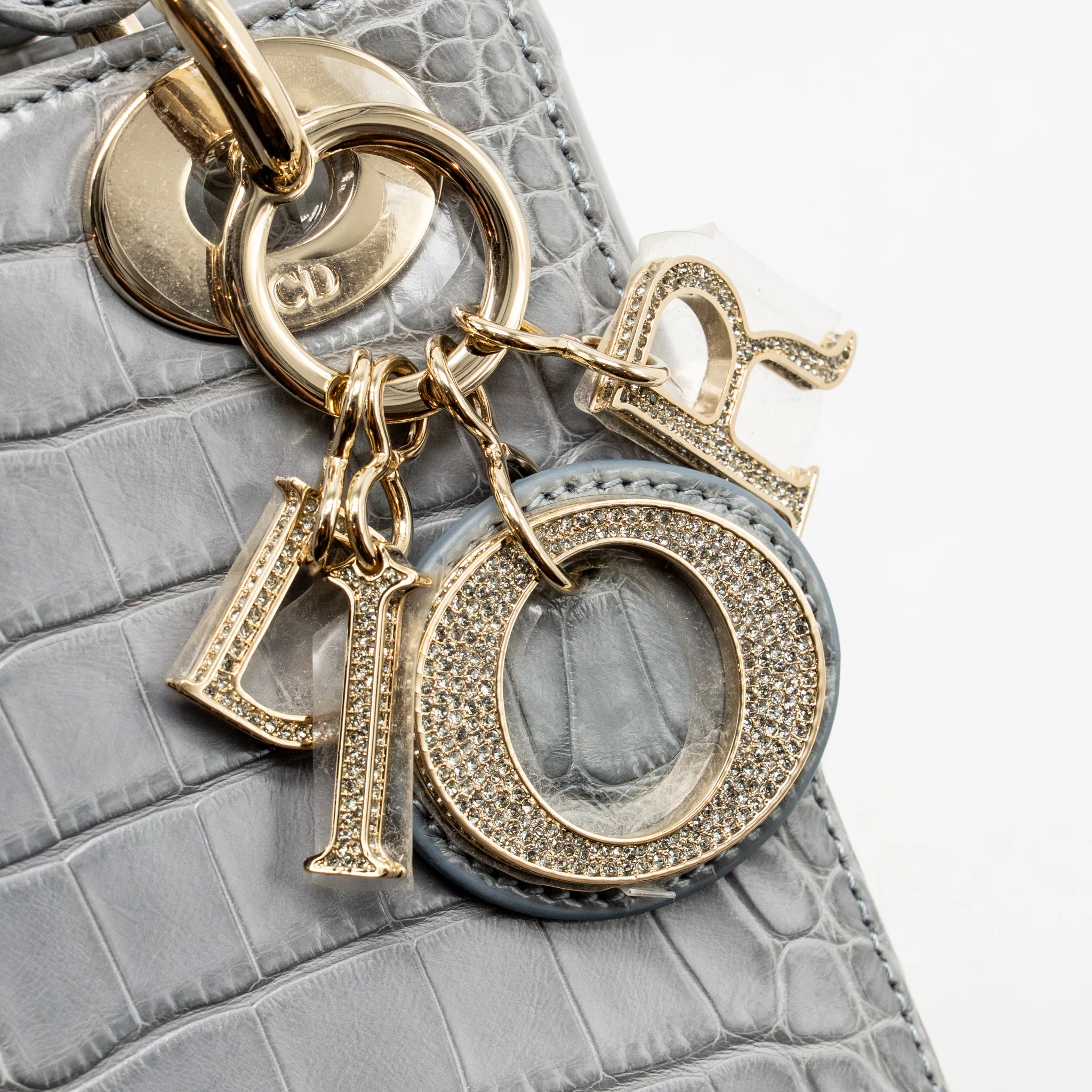 Dior Mini Lady Dior Alligator mississippiensis grey LGHW - Image 13