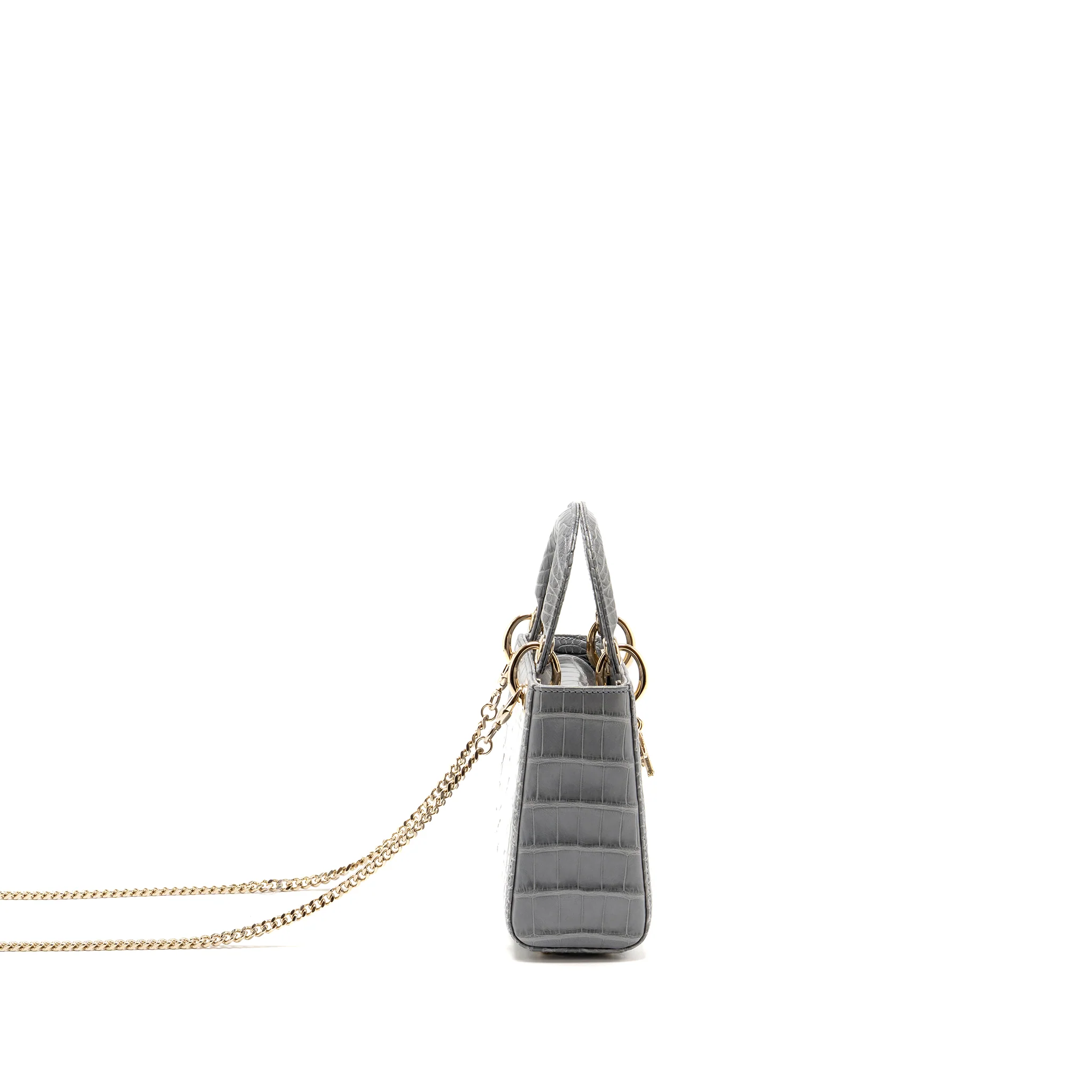 Dior Mini Lady Dior Alligator mississippiensis grey LGHW - Image 3