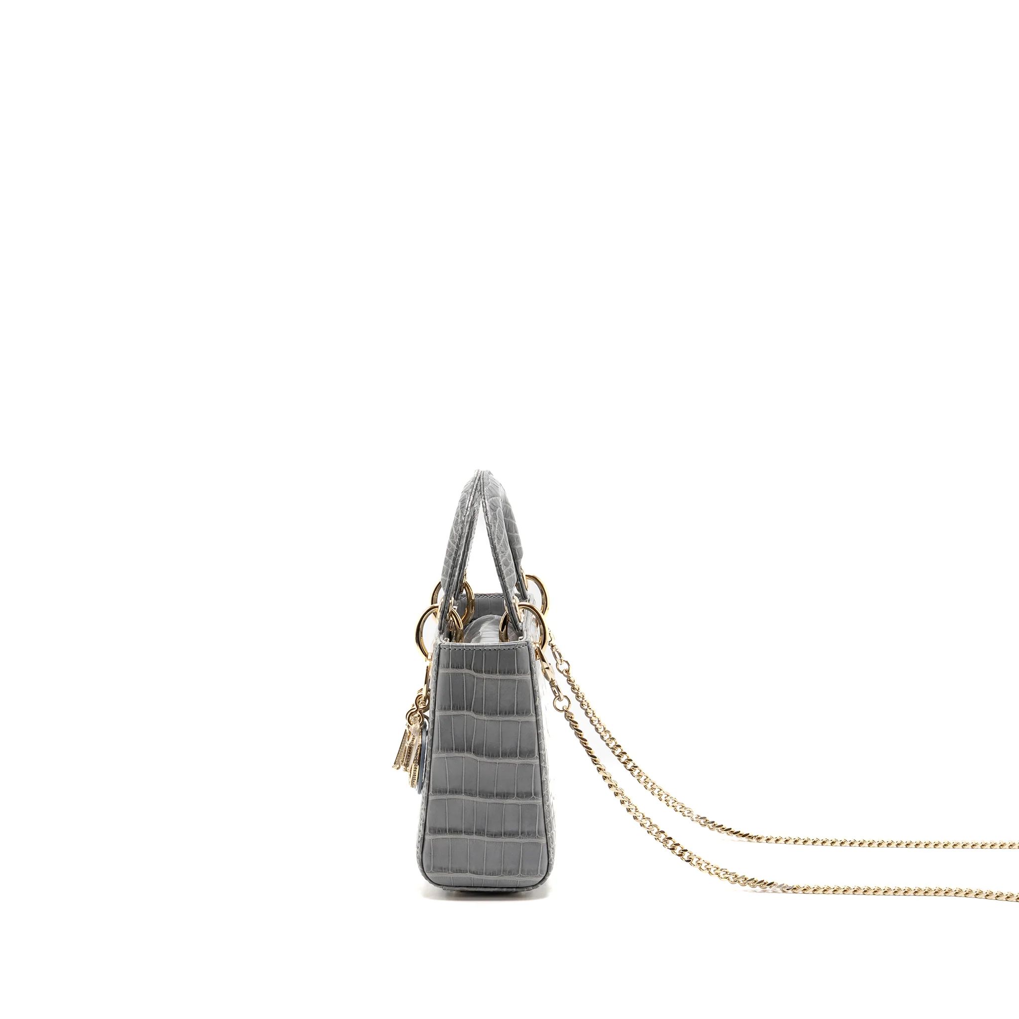 Dior Mini Lady Dior Alligator mississippiensis grey LGHW - Image 4