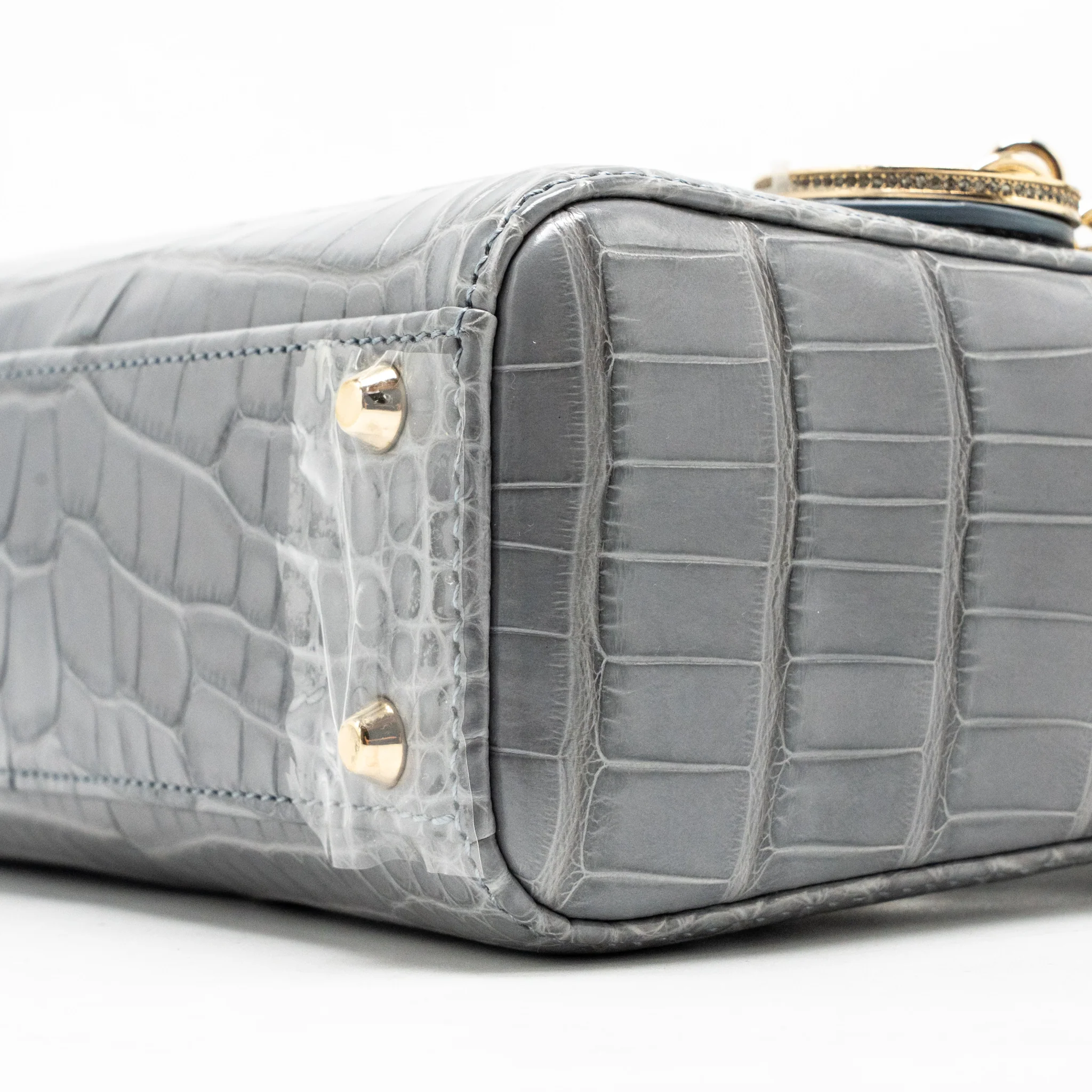 Dior Mini Lady Dior Alligator mississippiensis grey LGHW - Image 8