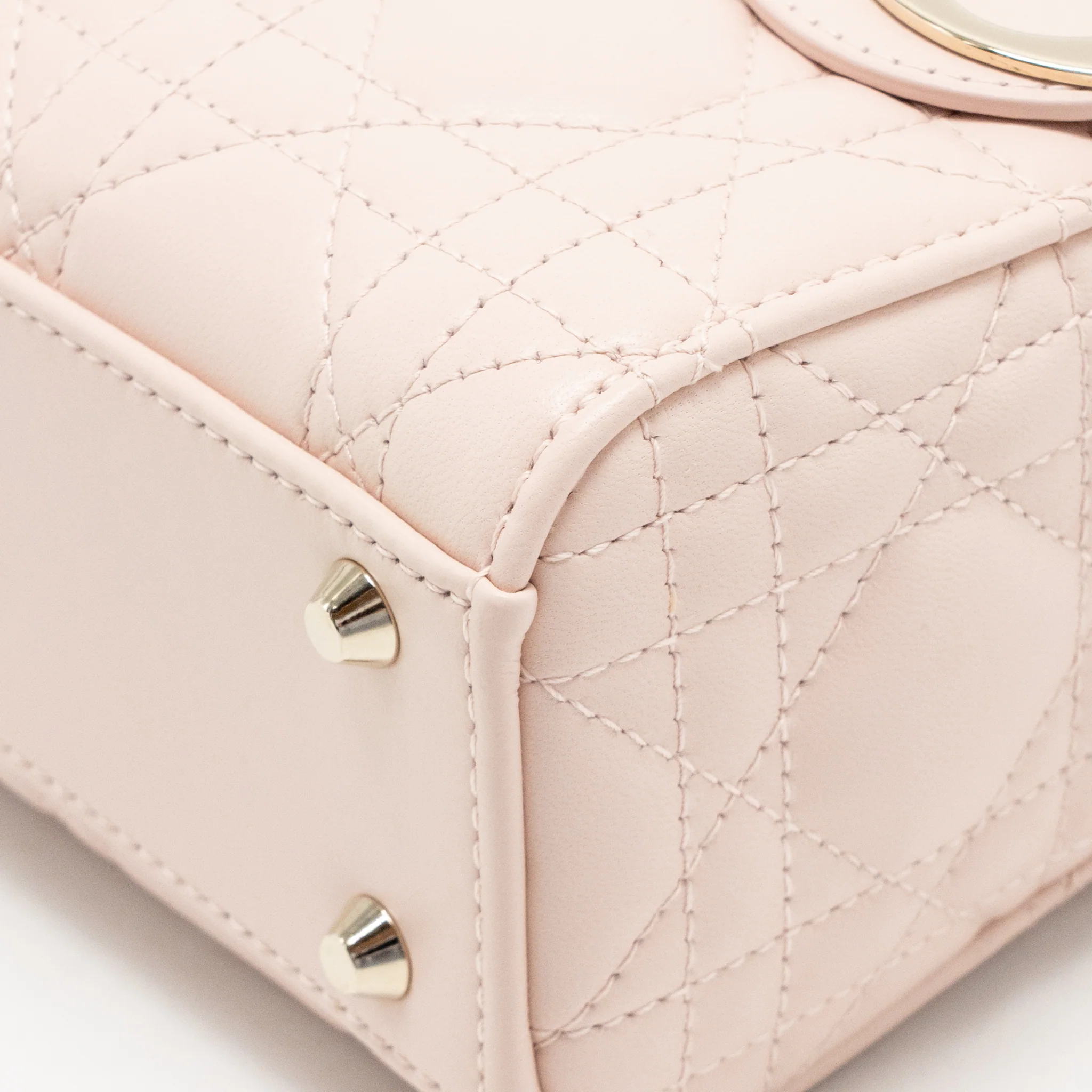Dior Mini Lady Dior Cannage Lambskin Powder Pink LGHW - Image 8