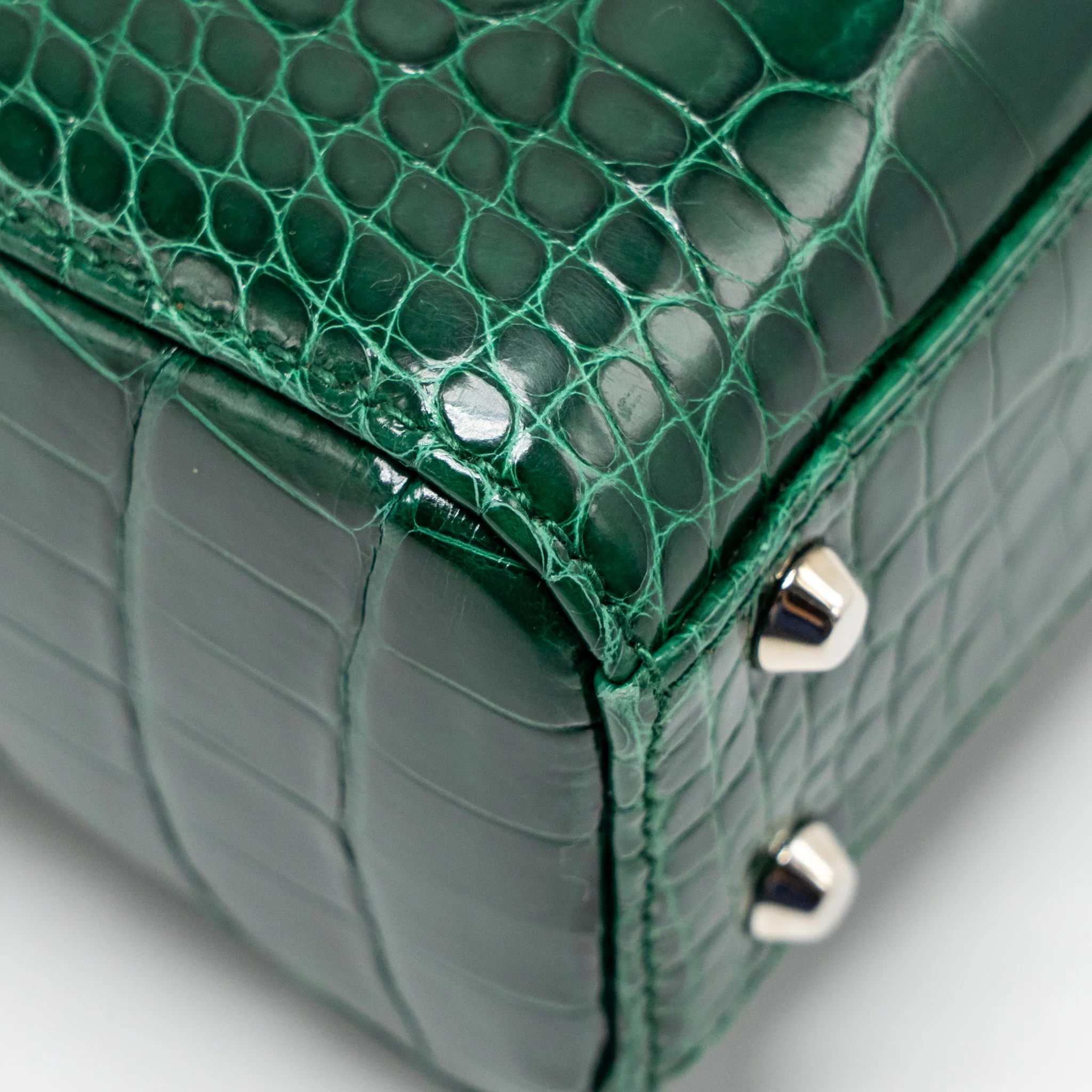 Dior Mini Lady Dior Crocodile Green SHW - Image 10