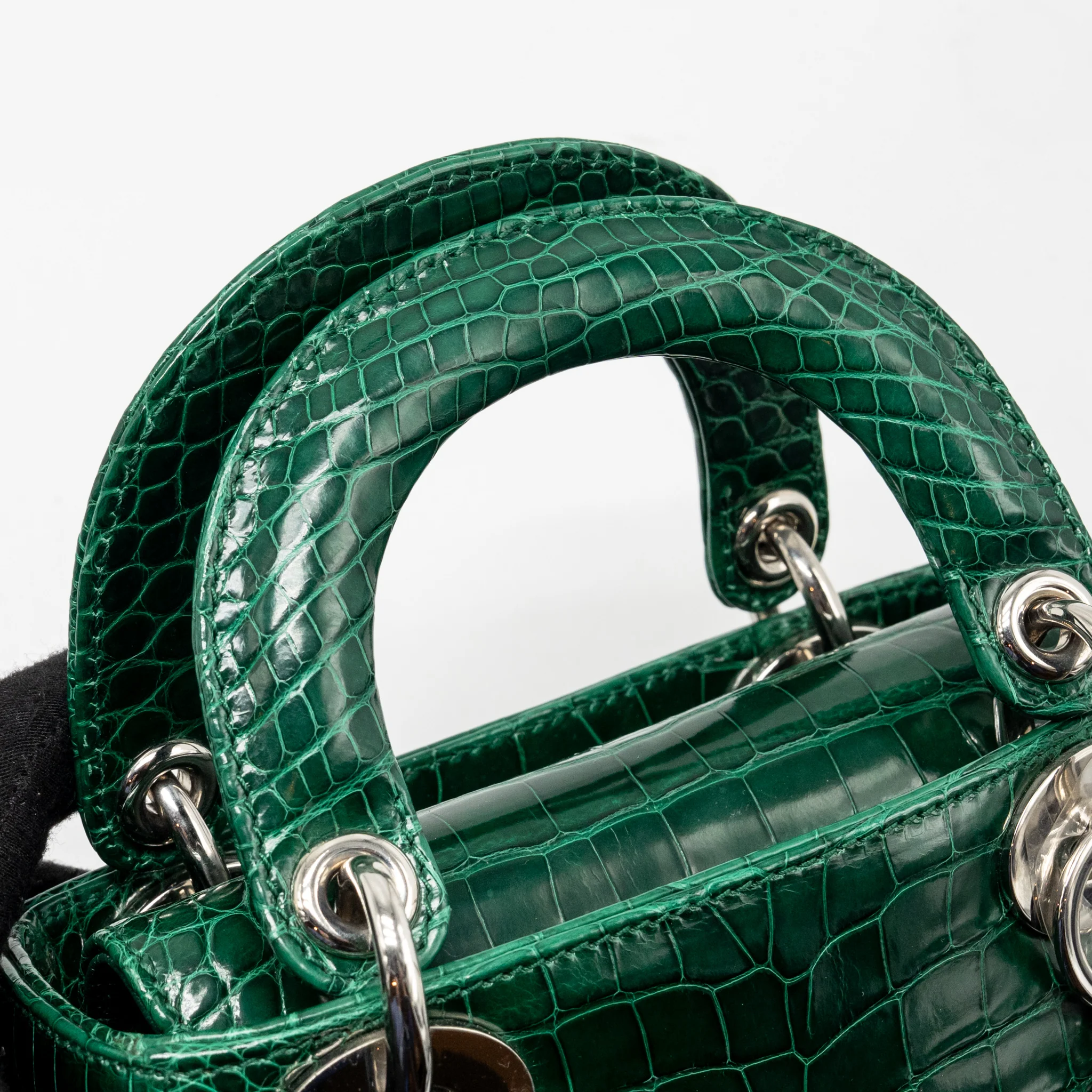 Dior Mini Lady Dior Crocodile Green SHW - Image 12