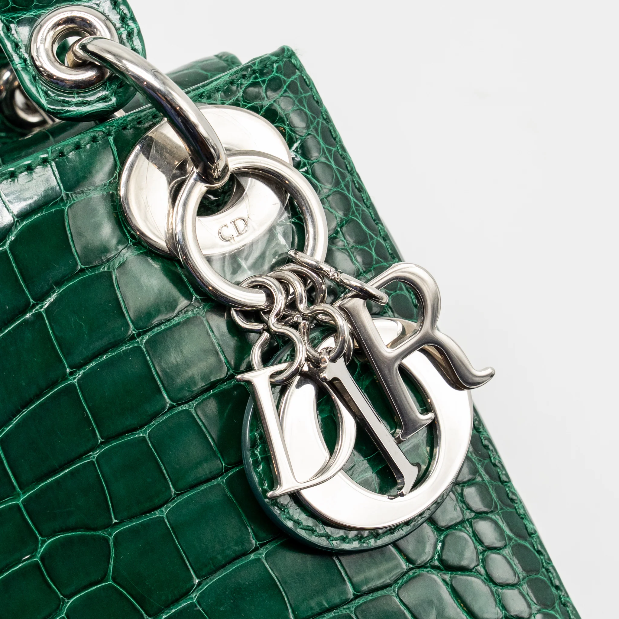 Dior Mini Lady Dior Crocodile Green SHW - Image 13