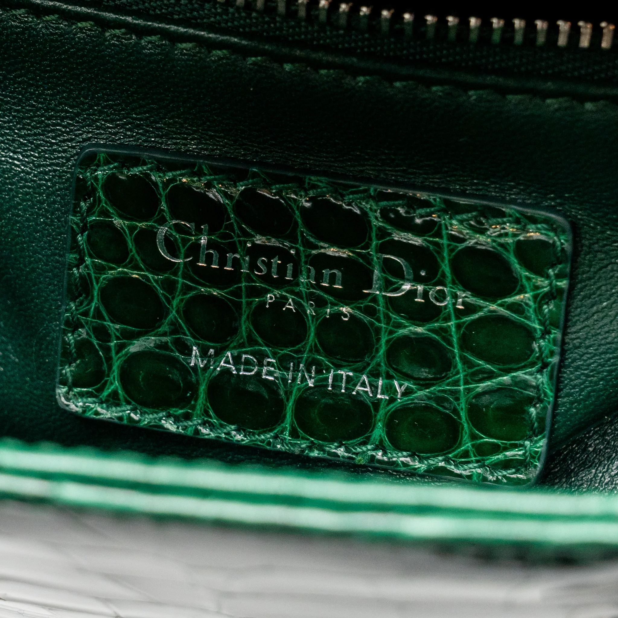 Dior Mini Lady Dior Crocodile Green SHW - Image 15