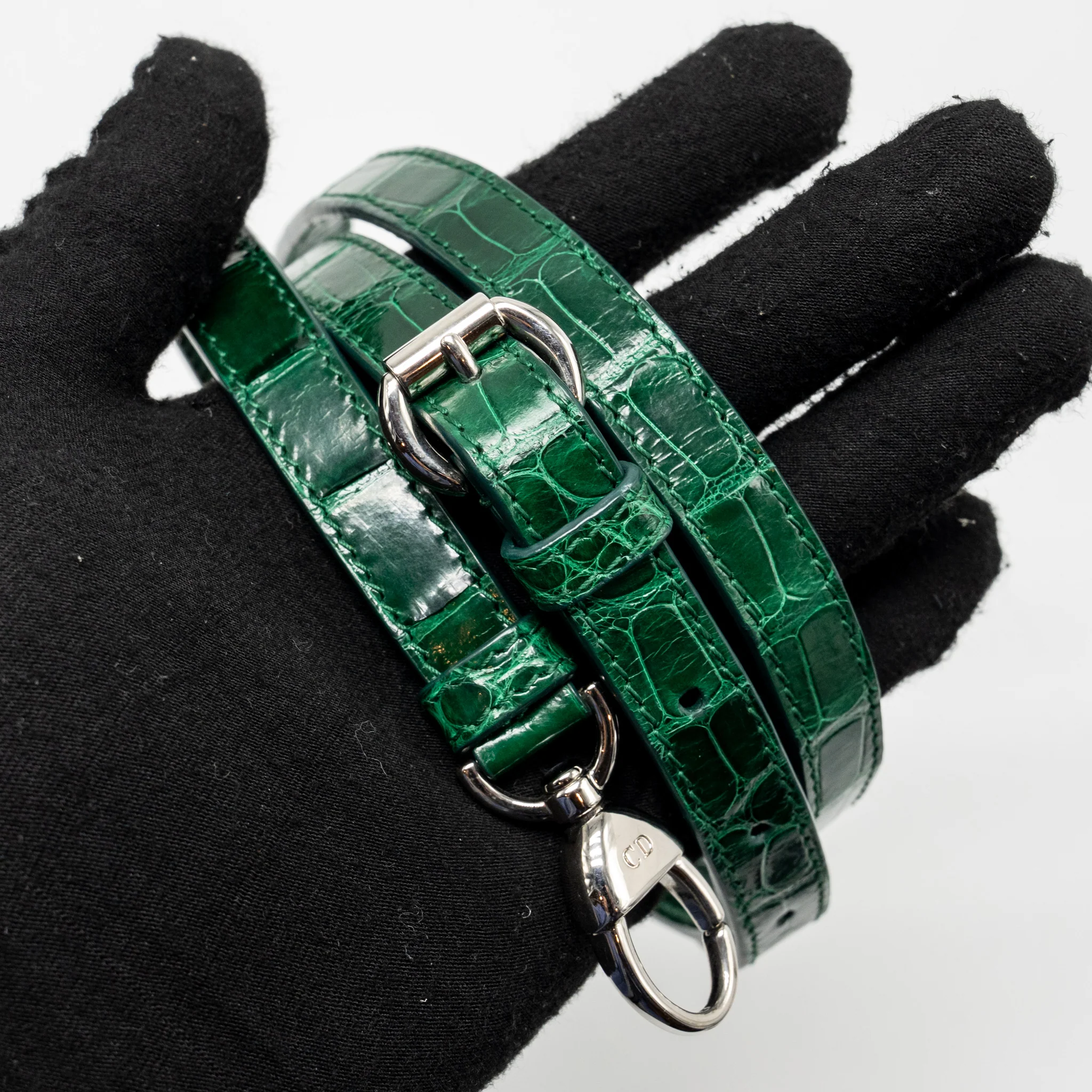 Dior Mini Lady Dior Crocodile Green SHW - Image 17