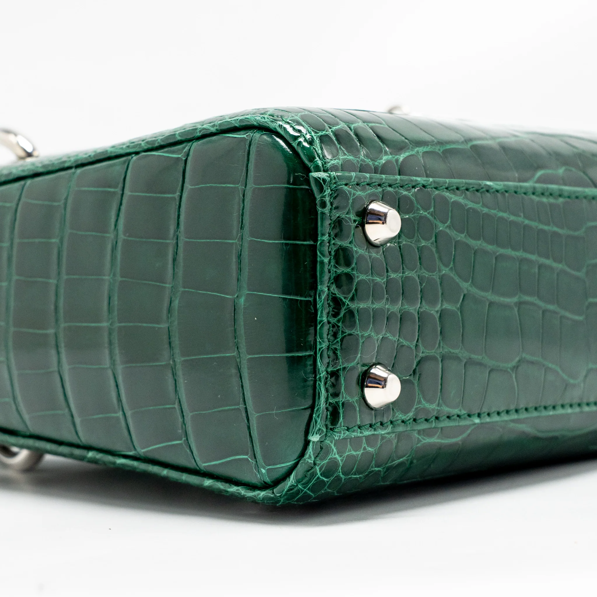 Dior Mini Lady Dior Crocodile Green SHW - Image 6