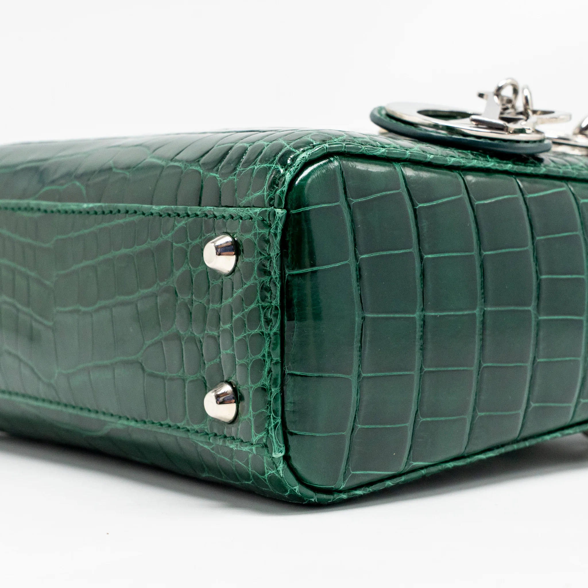 Dior Mini Lady Dior Crocodile Green SHW - Image 7