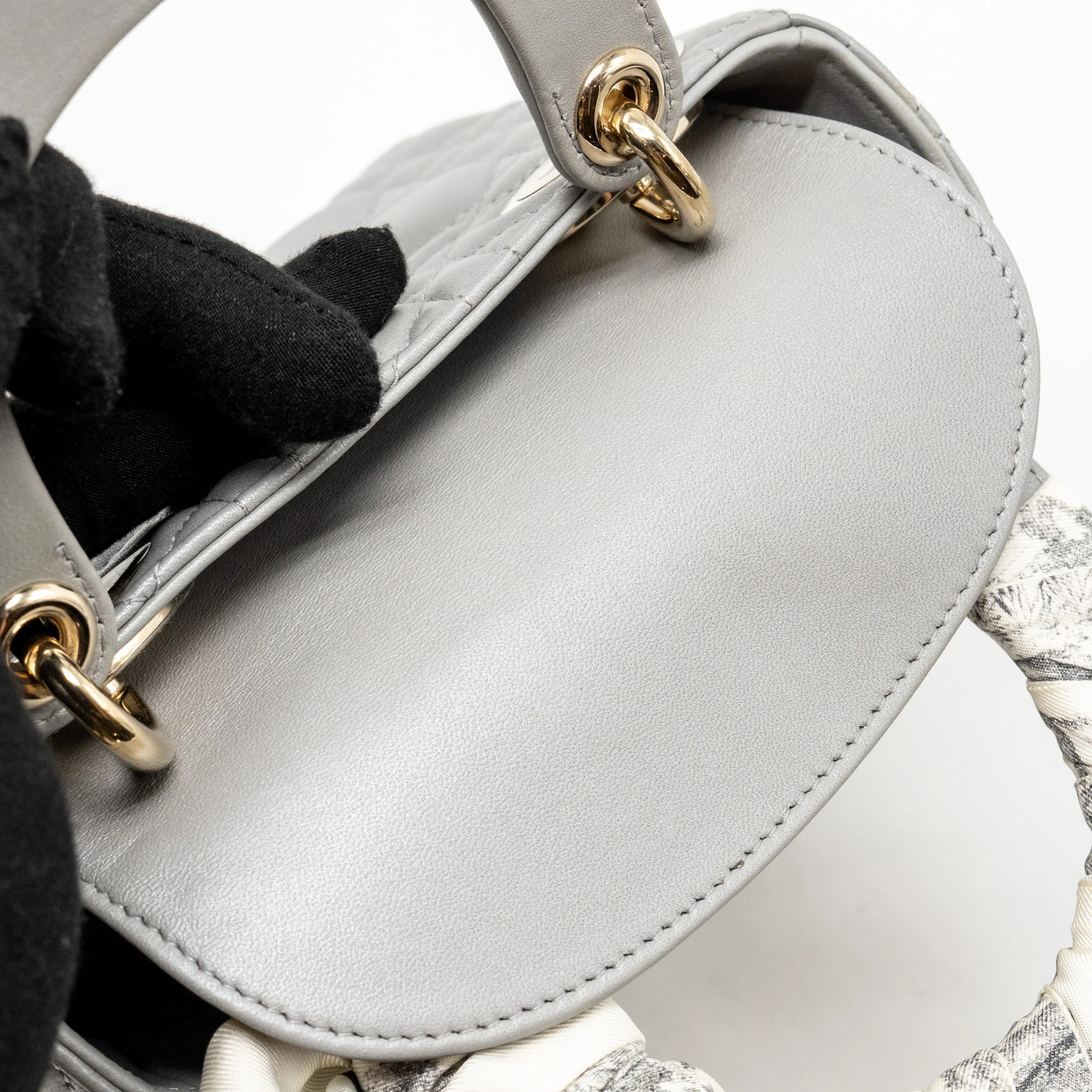 DIOR Mini Lady Dior Lambskin Iridescent Grey LGHW - Image 13