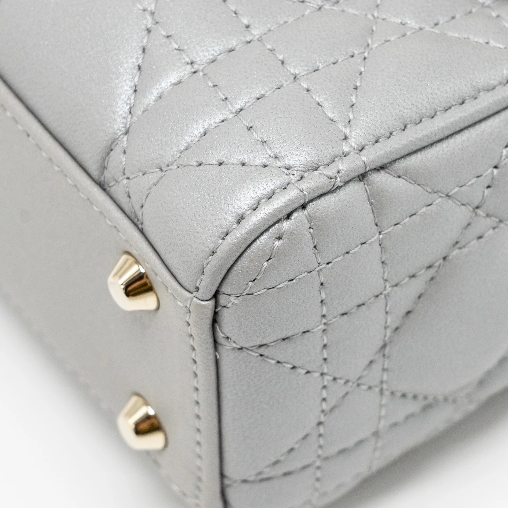 DIOR Mini Lady Dior Lambskin Iridescent Grey LGHW - Image 9