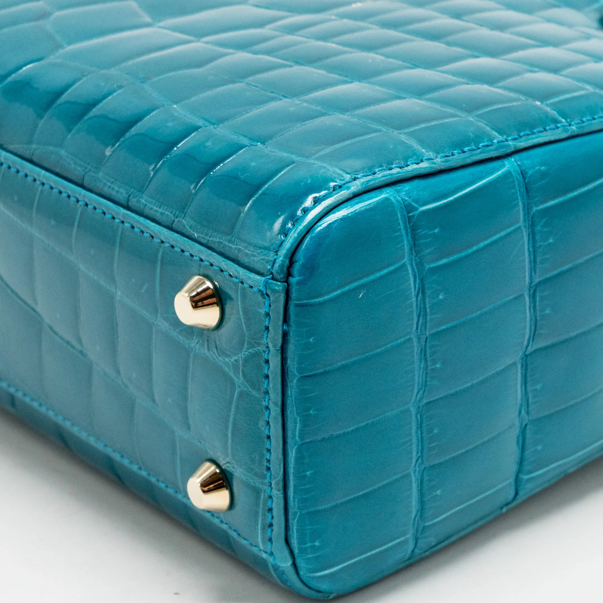 Dior mini lady dior shiny crocodile niloticus blue with crystal LGHW - Image 10