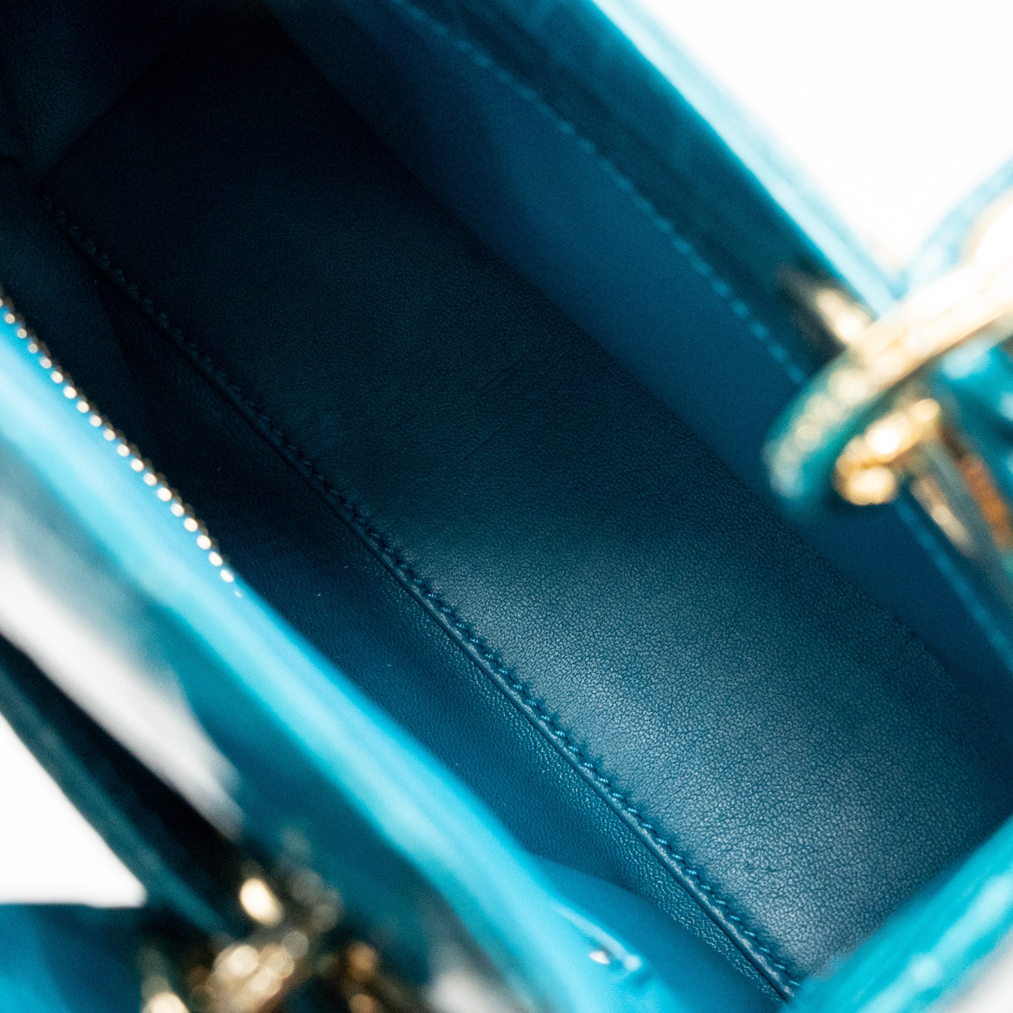 Dior mini lady dior shiny crocodile niloticus blue with crystal LGHW - Image 13