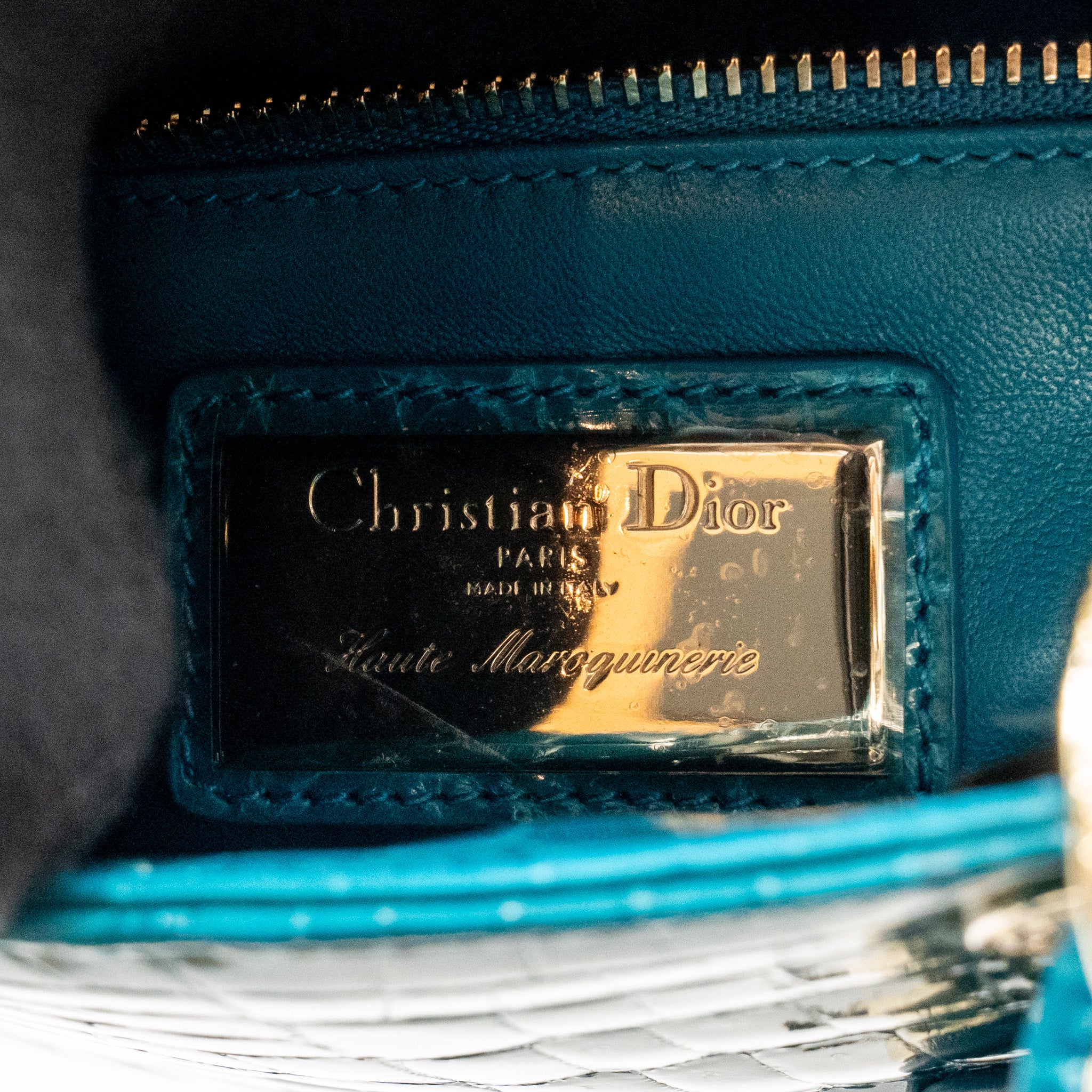 Dior mini lady dior shiny crocodile niloticus blue with crystal LGHW - Image 14