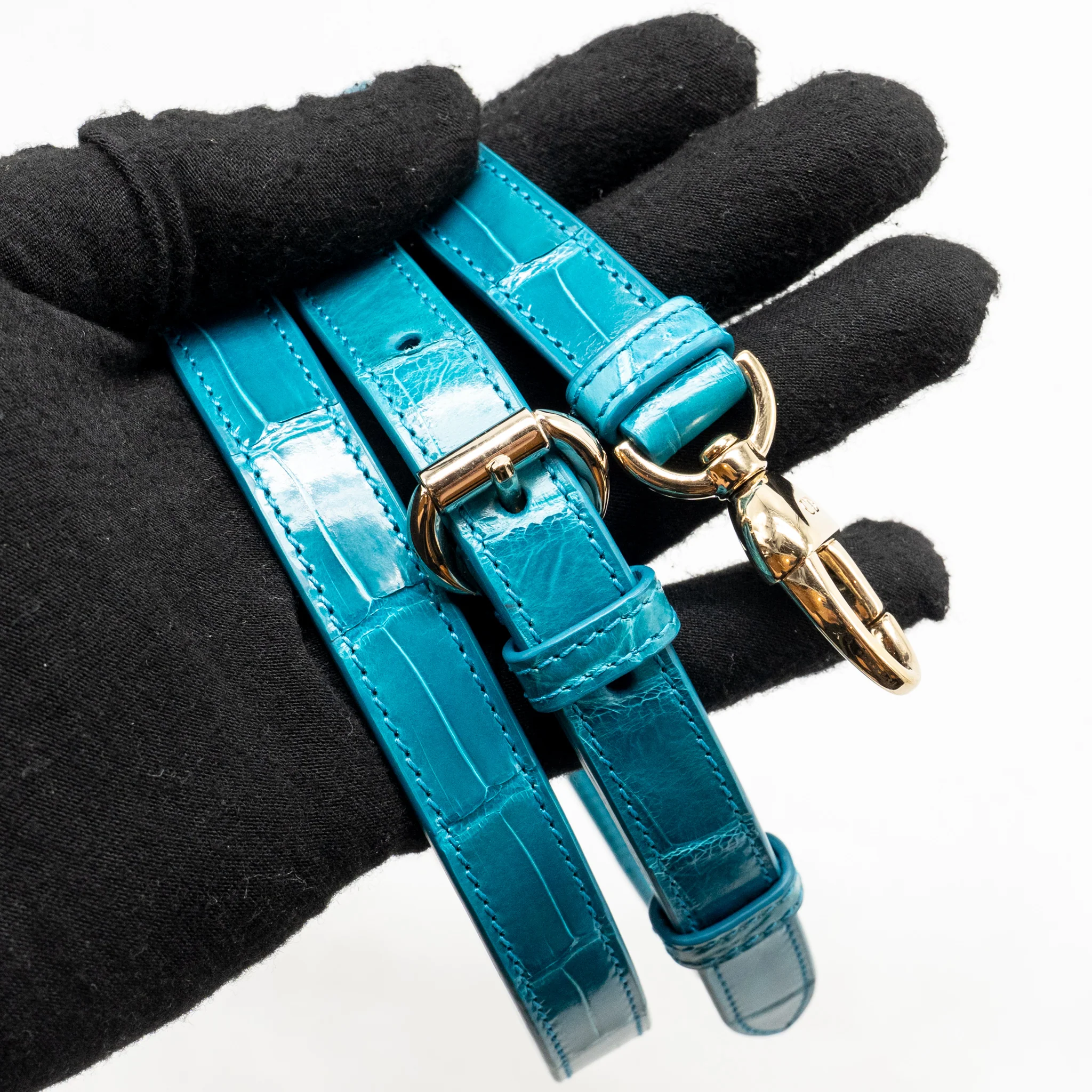 Dior mini lady dior shiny crocodile niloticus blue with crystal LGHW - Image 16