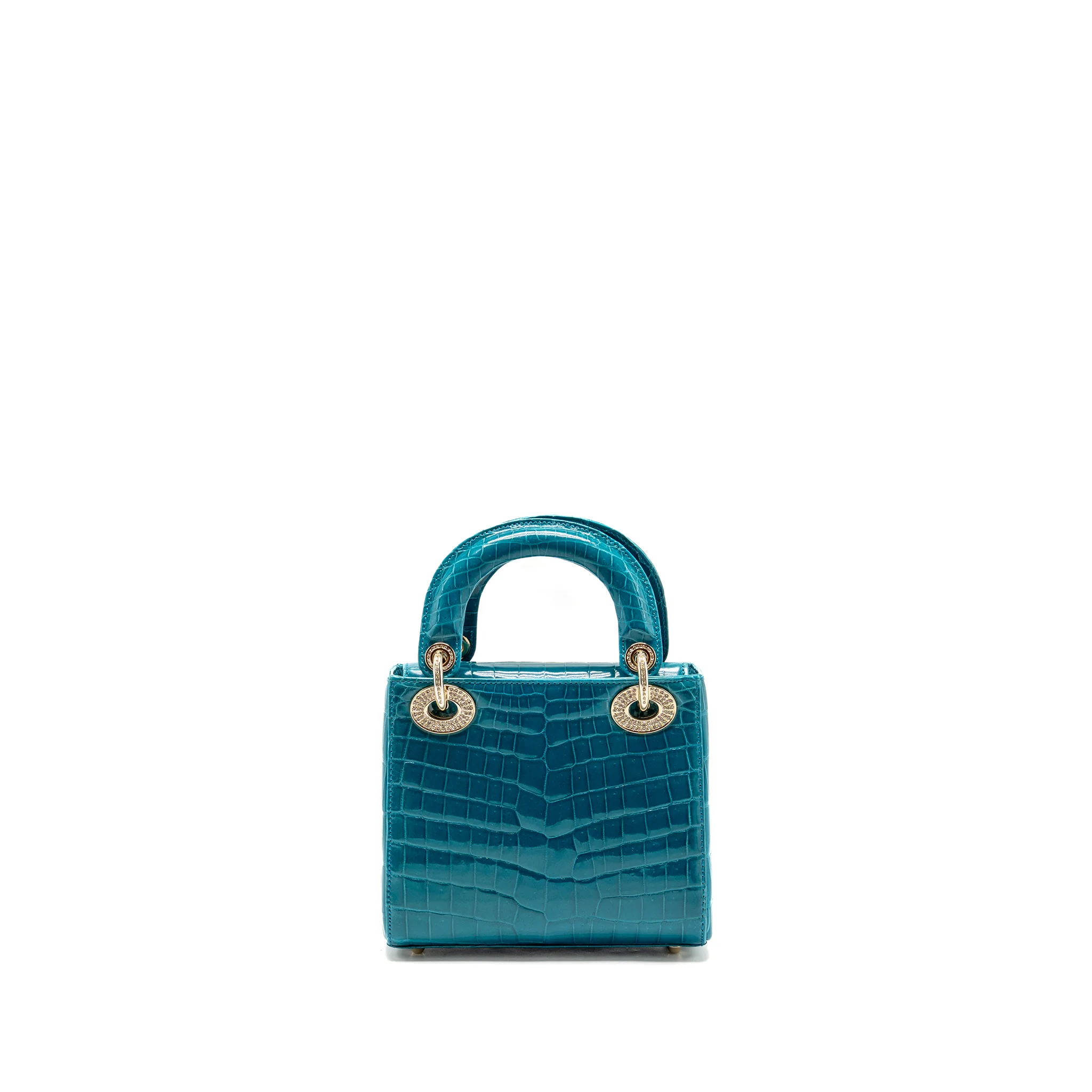 Dior mini lady dior shiny crocodile niloticus blue with crystal LGHW - Image 2