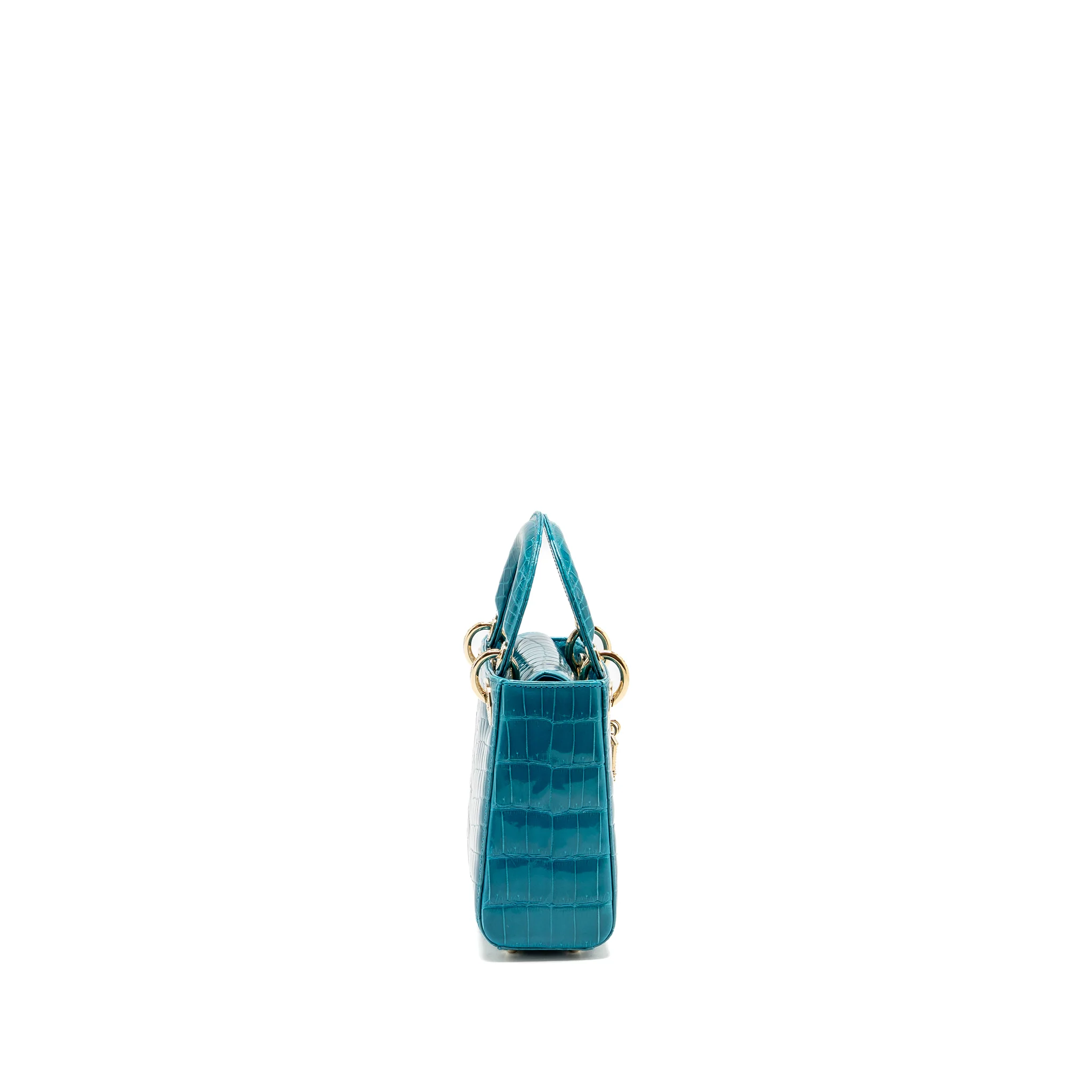 Dior mini lady dior shiny crocodile niloticus blue with crystal LGHW - Image 3