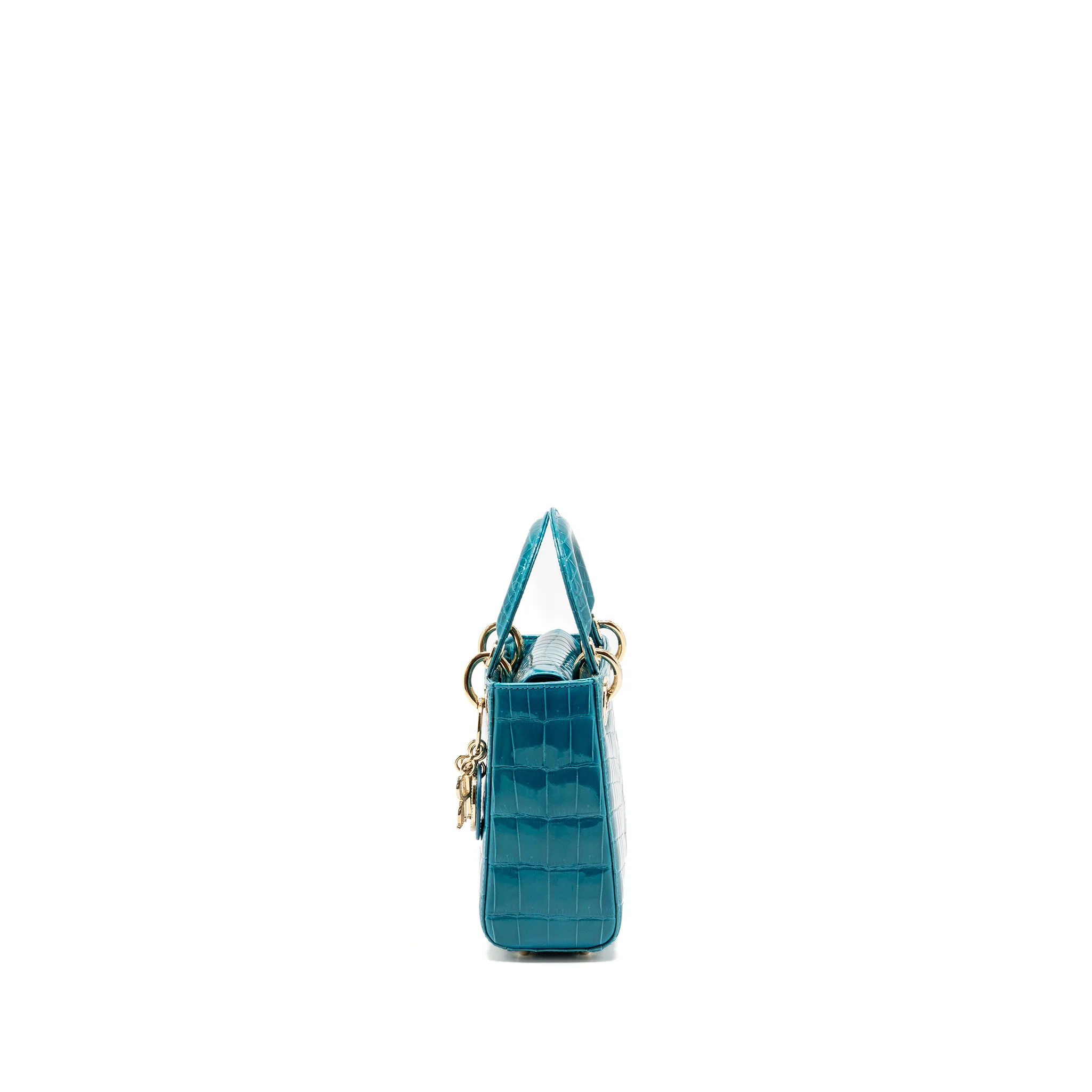 Dior mini lady dior shiny crocodile niloticus blue with crystal LGHW - Image 4