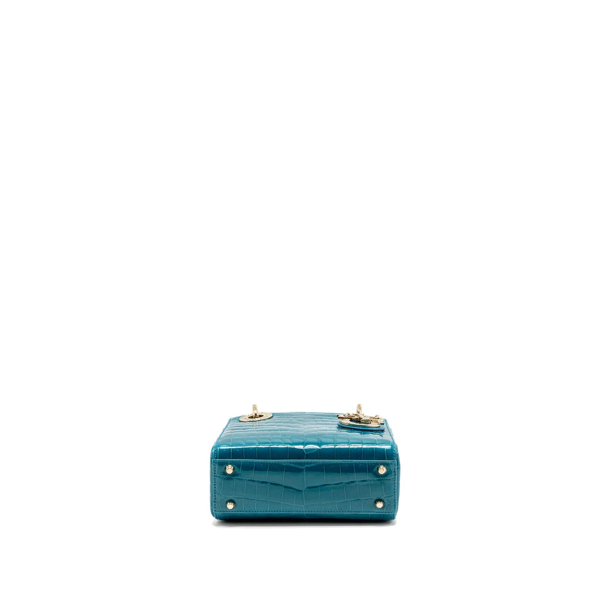 Dior mini lady dior shiny crocodile niloticus blue with crystal LGHW - Image 5