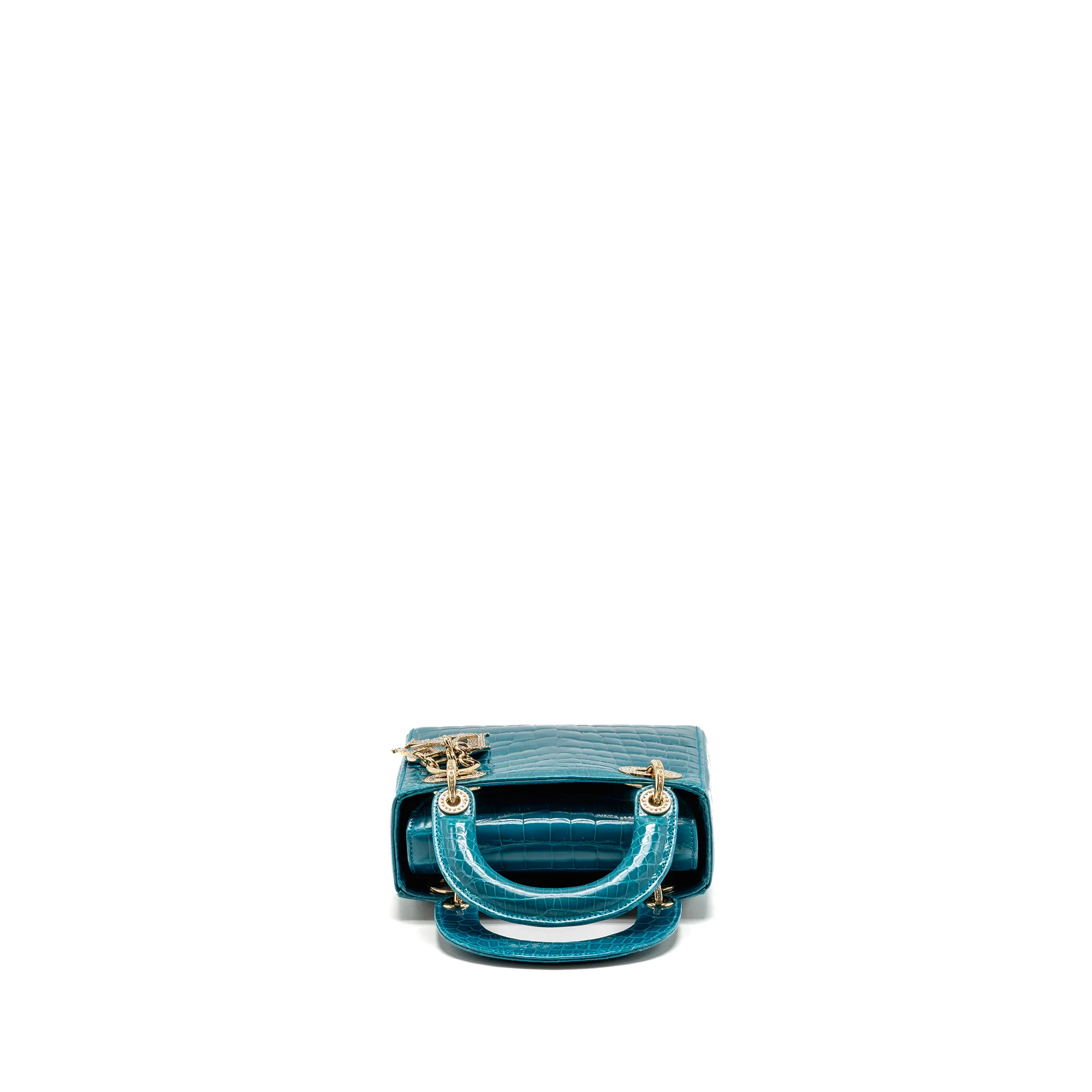 Dior mini lady dior shiny crocodile niloticus blue with crystal LGHW - Image 6